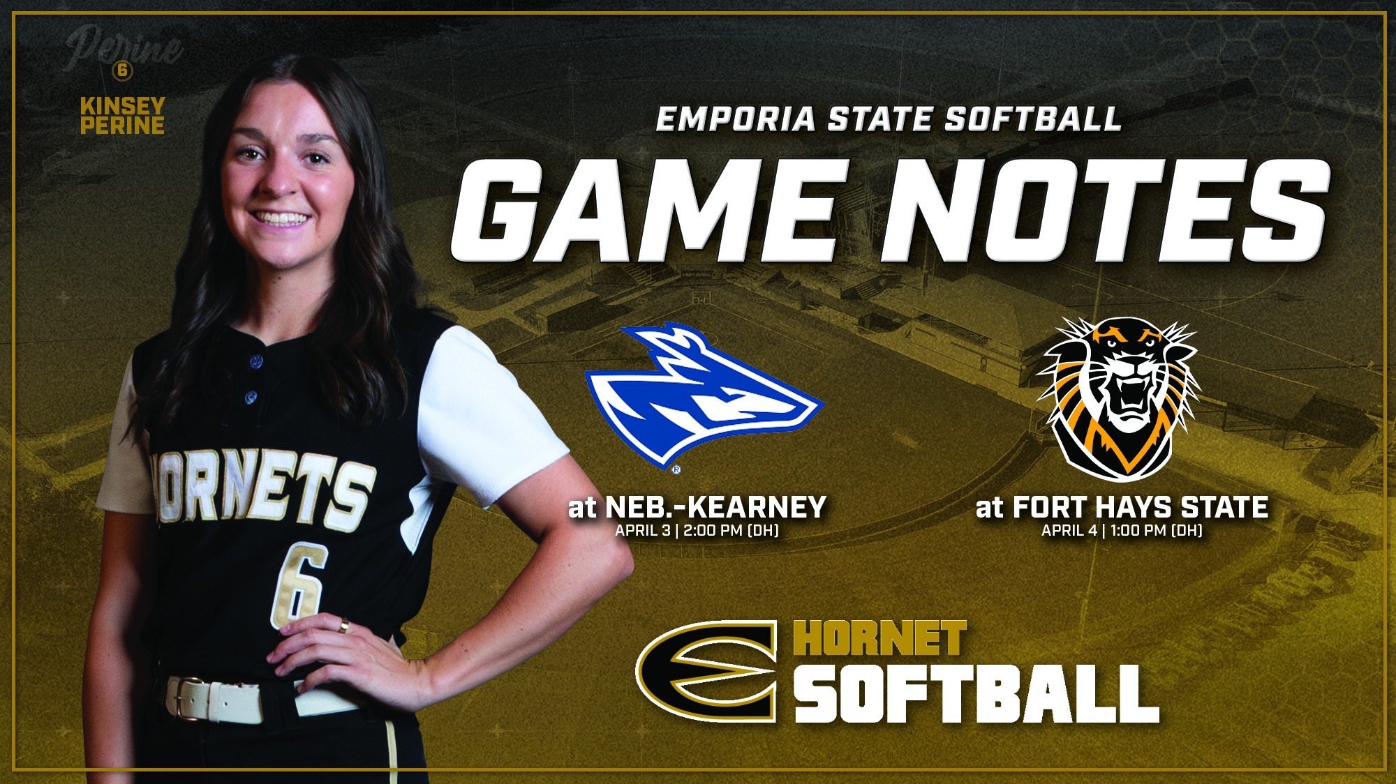 2026 Emporia State Softball Notes Graphic at UNK+FHSU