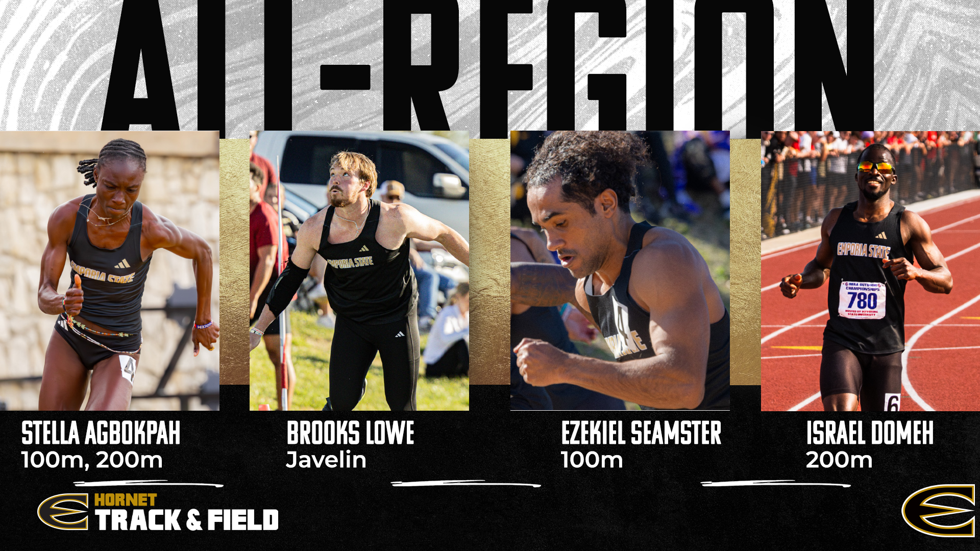 2026 USTFCCCA All-Region Graphic Stella Agbokpah Brooks Lowe Ezekiel Seamster Israel Domeh