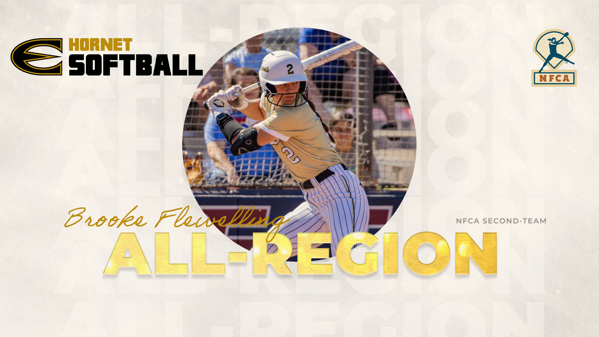 2026 Emporia State Softball Brooke Flewelling NFCA All-Region Graphic
