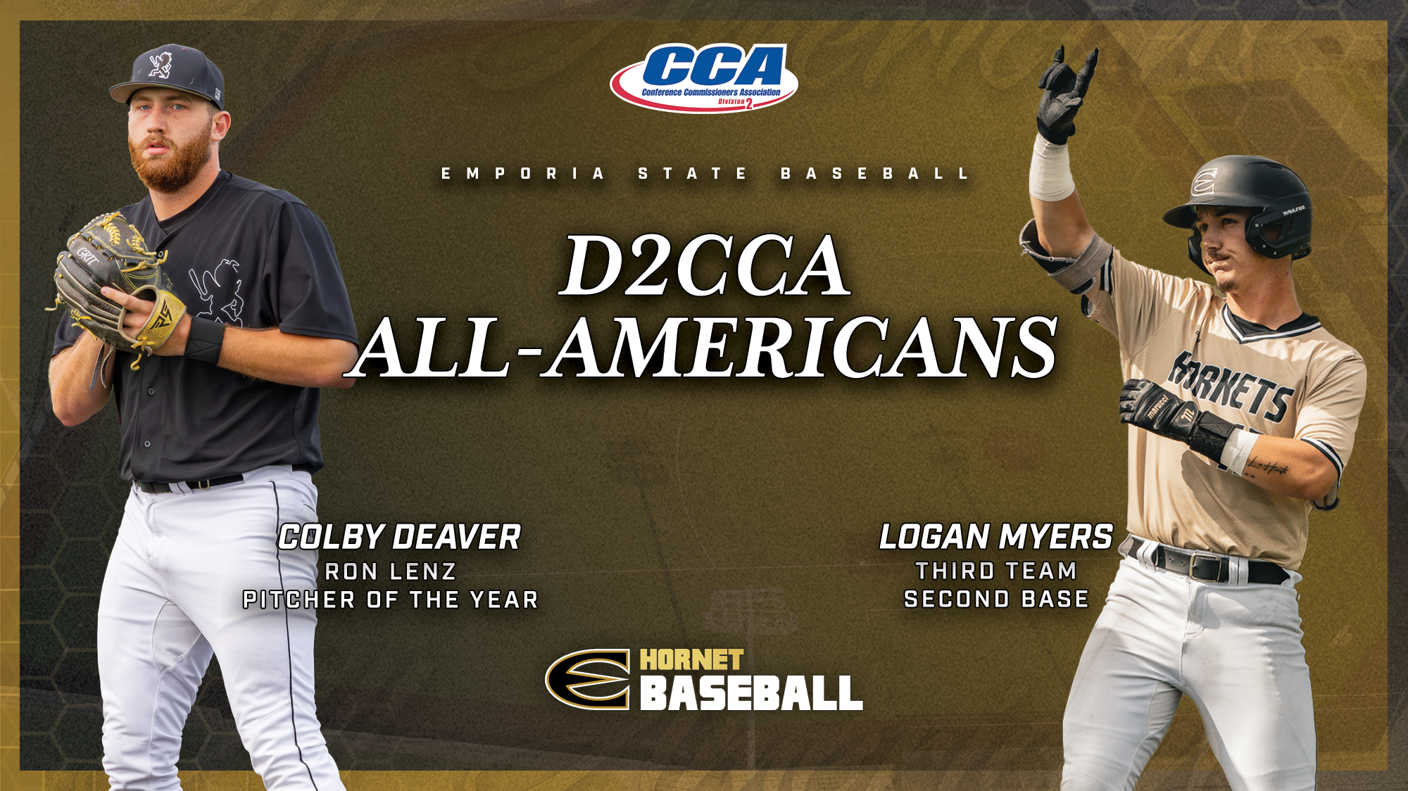 26 ESU Baseball D2CCA All Americans - Colby Deaver POTY/Logan Myers Third Team
