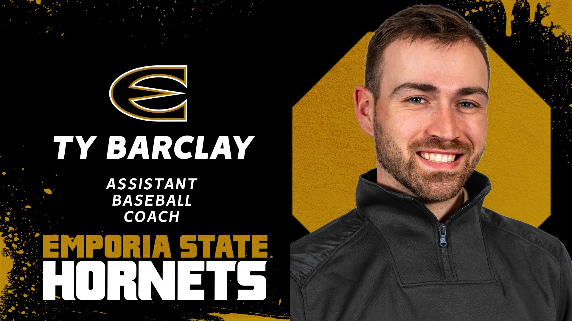 Welcome Assistant Baseball Coach Ty Barclay graphic