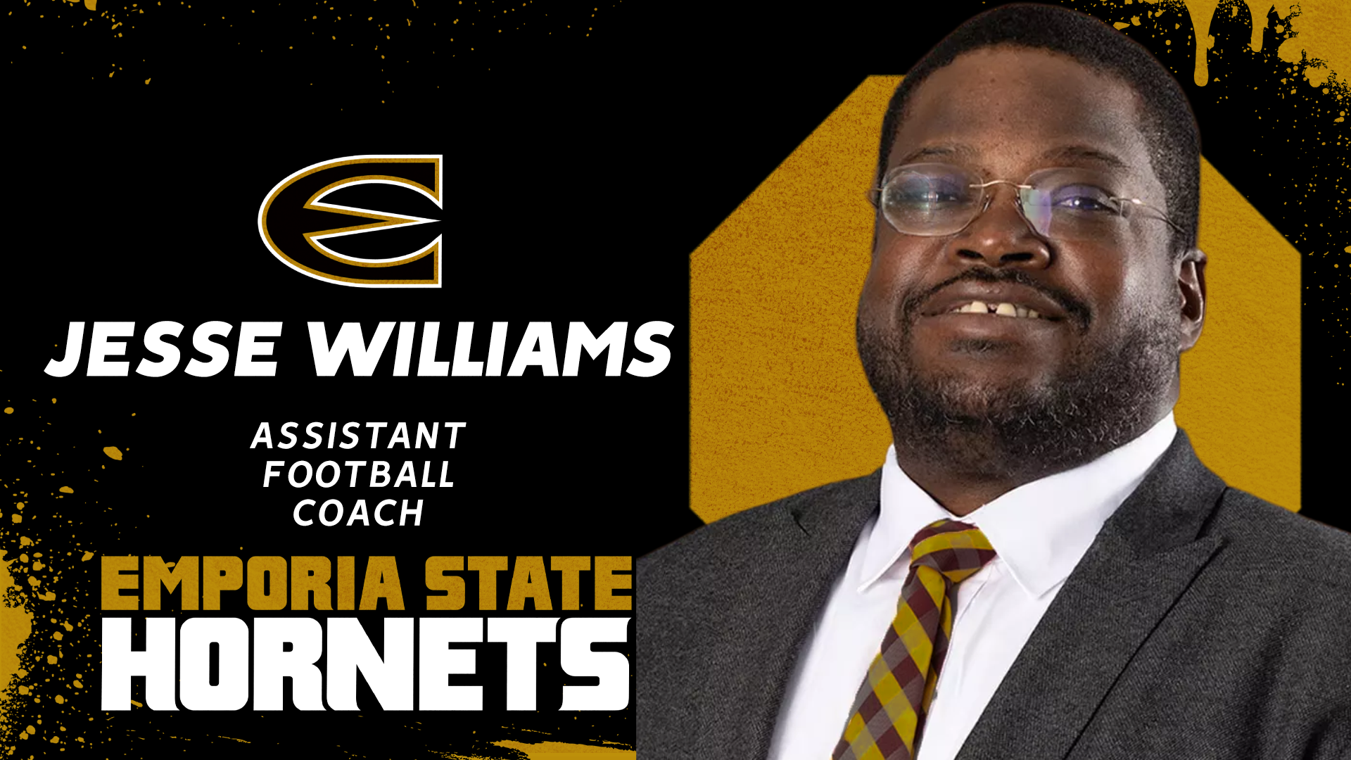 Welcome Emporia State Football Assistant Coach Jesse Williams graphic