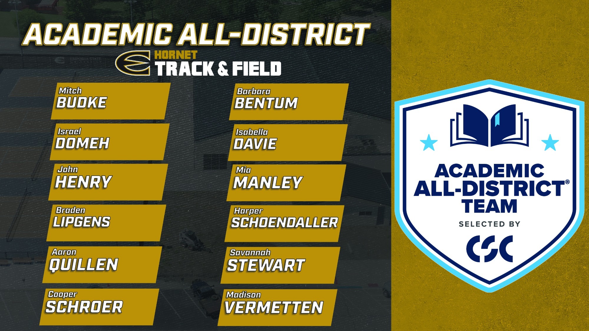 2026 Emporia State Track & Field Academic All-District Graphic