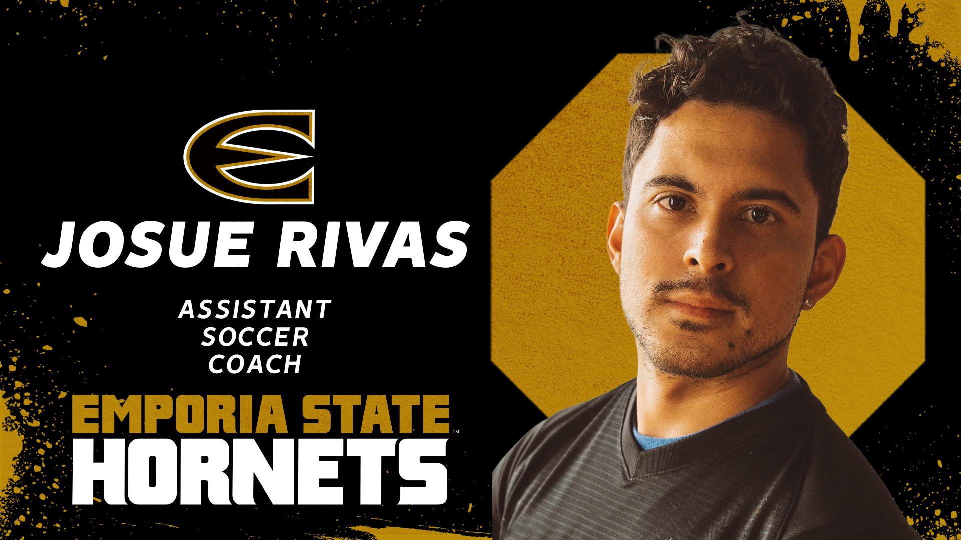 Welcome New Emporia State Soccer Assistant Coach Josue Rivas graphic