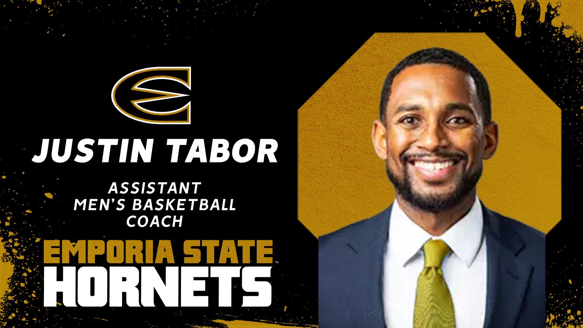 Welcome Men's Basketball Assistant Coach Justin Tabor graphic