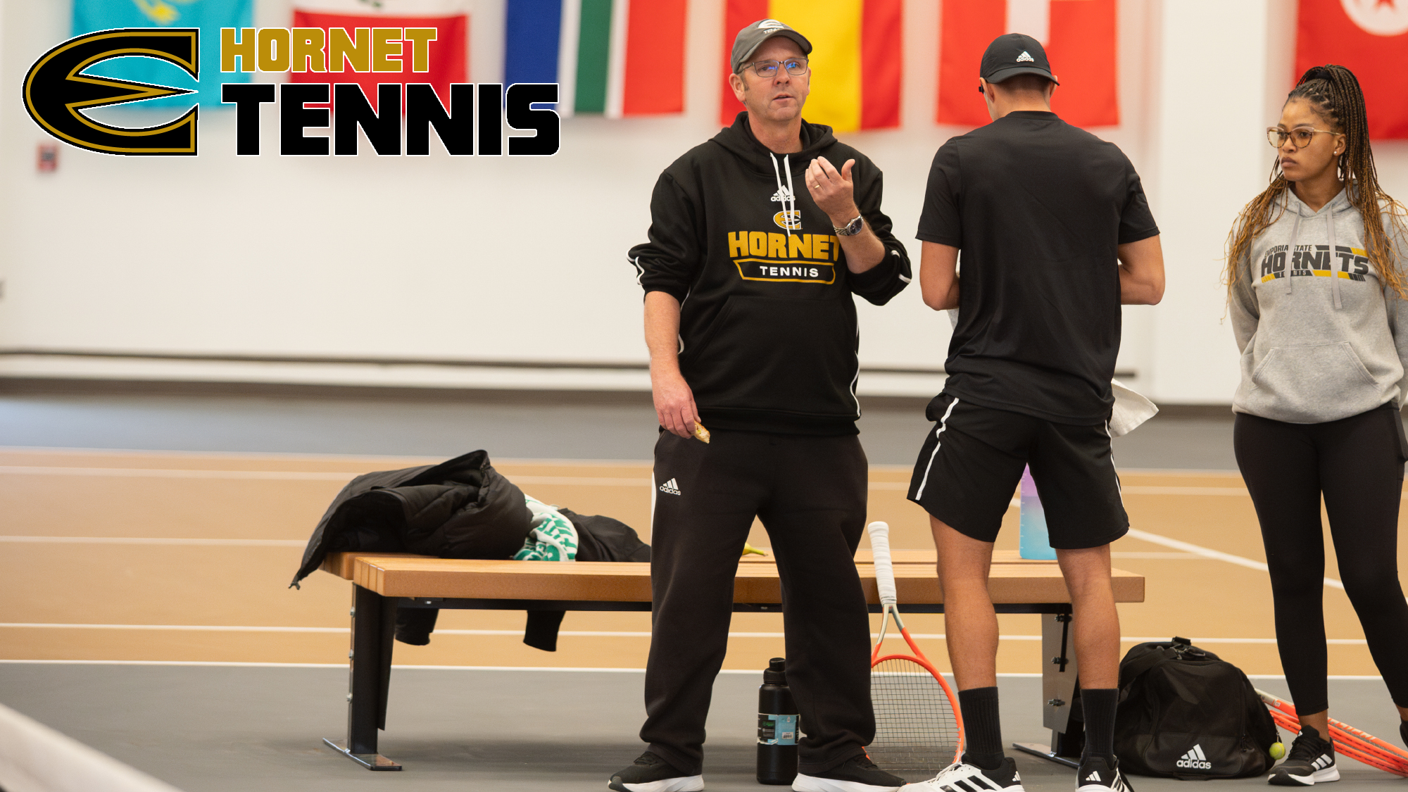 2026 Emporia State Hornet Tennis Coach John Blackburn in the Kossover Center