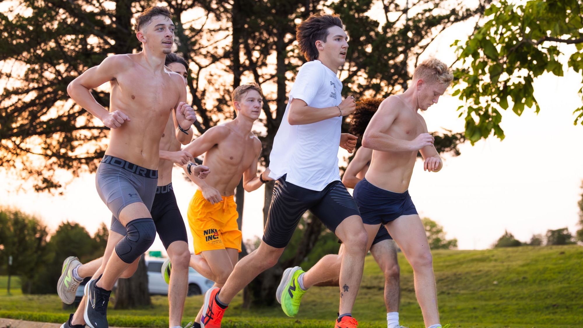 2026 Emporia State Cross Country First Practice Run with several athletes