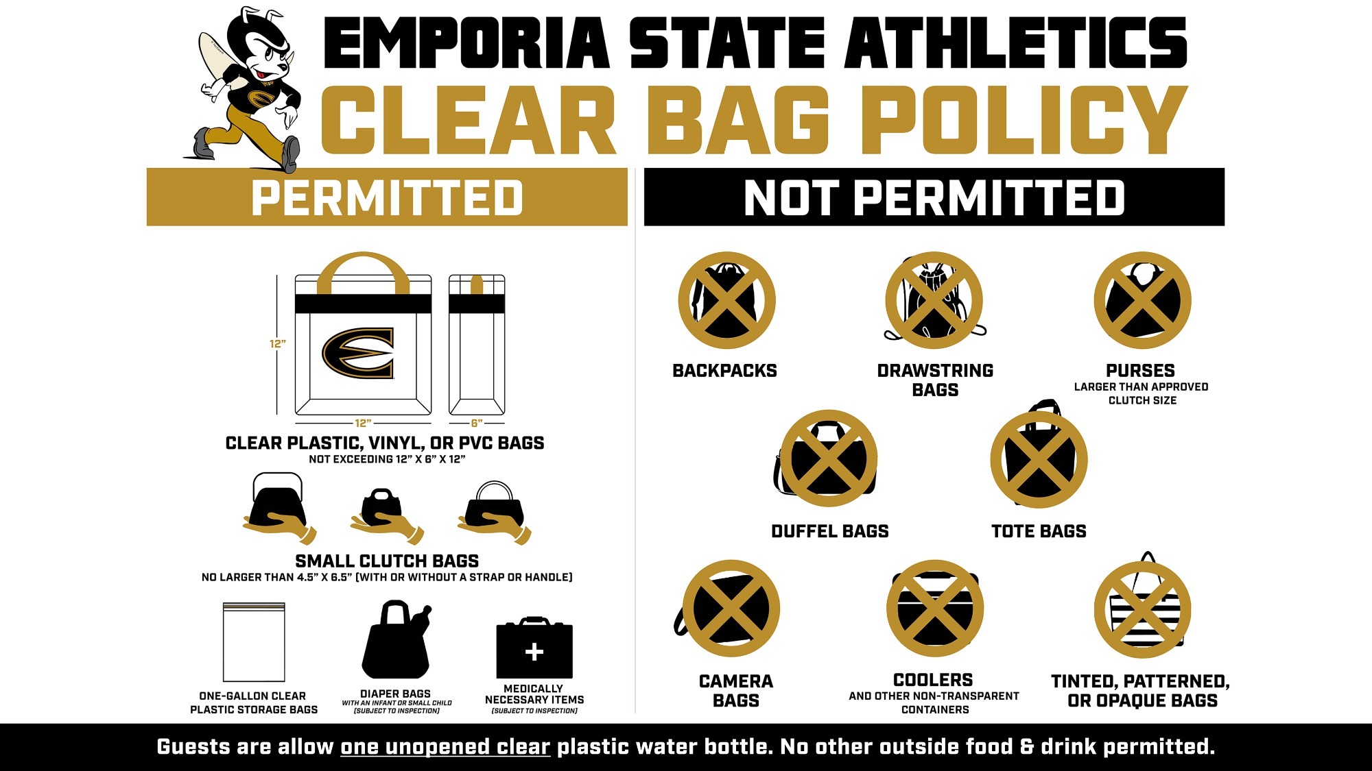 2026 Emporia State Clear Bag Policy Graphic