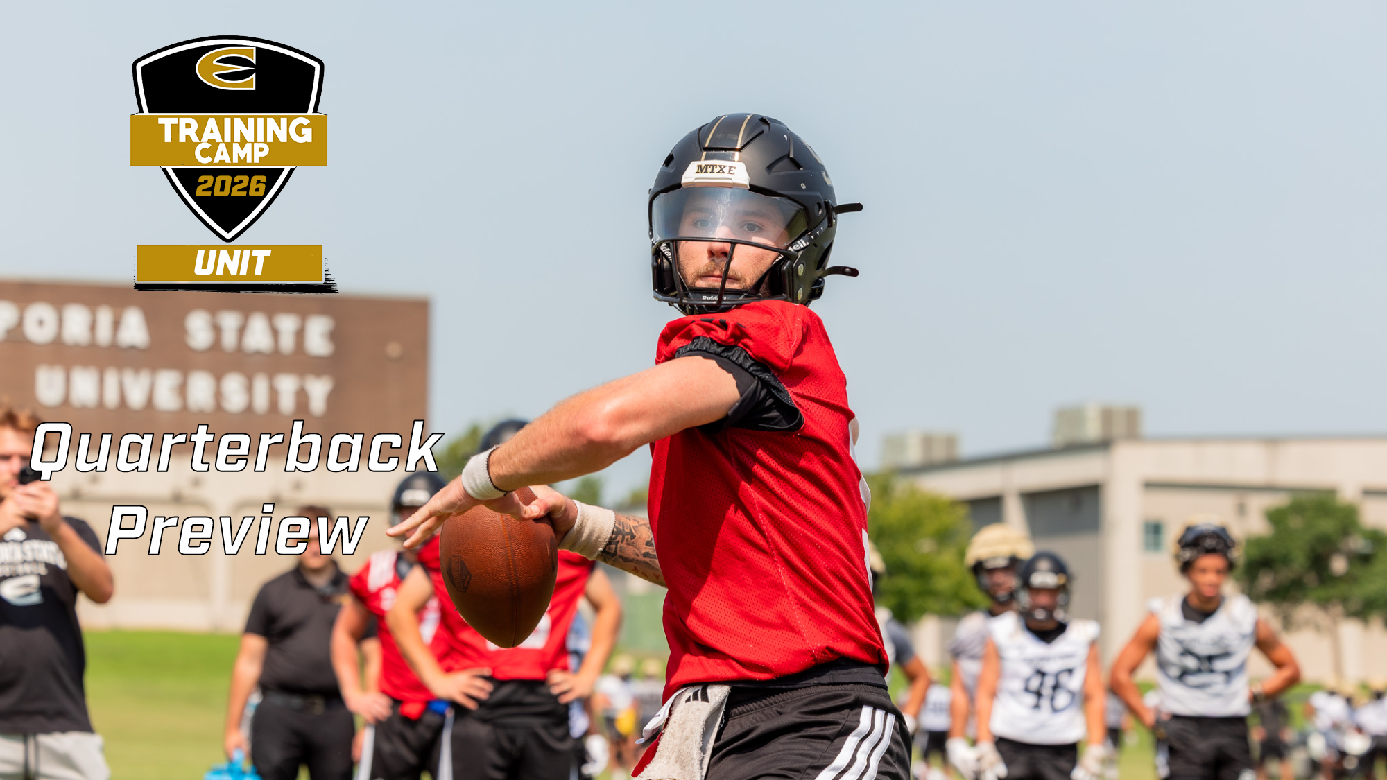 2026 Emporia State Football Training Camp Quarterback Preview Graphic with Ben Harris