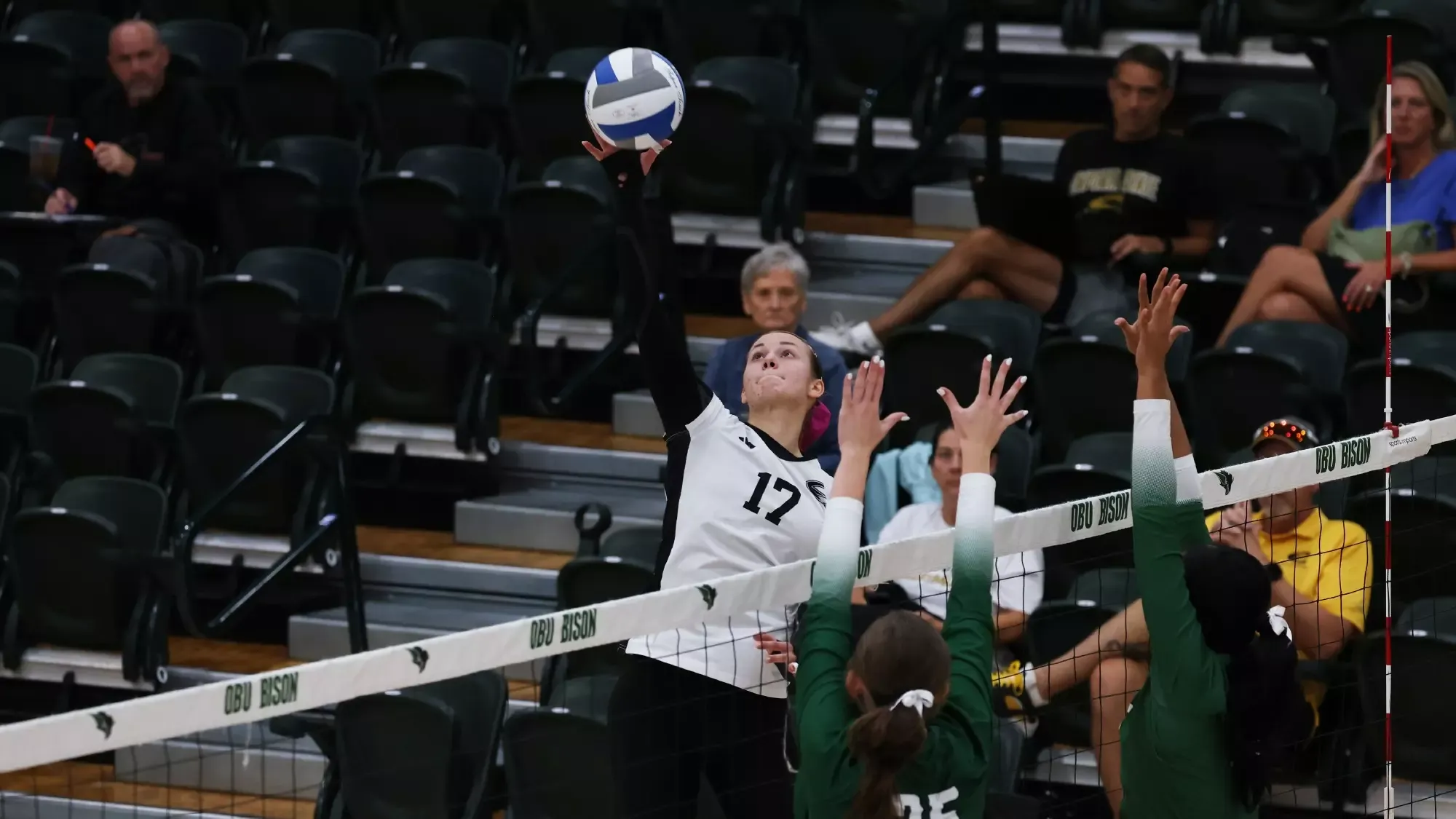 2026 ESU Volleyball Lavra Krizanic spike at Oklahoma Baptist