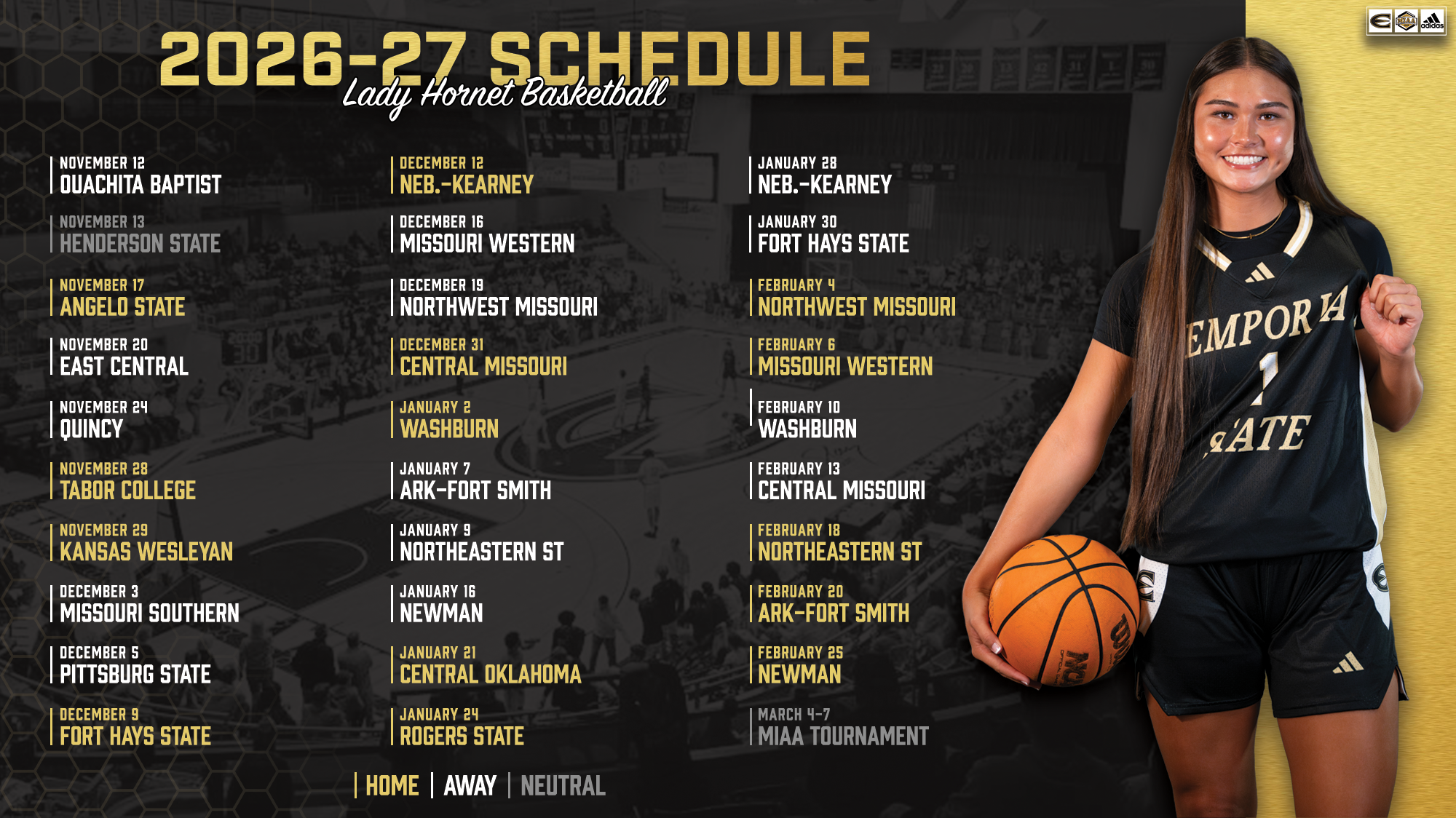 26-27 ESU WBB Schedule Graphic