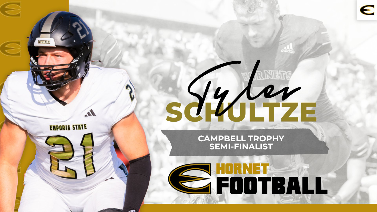 2026 Emporia State Football Tyler Schultze Campbell Trophy Semi-finalist graphic