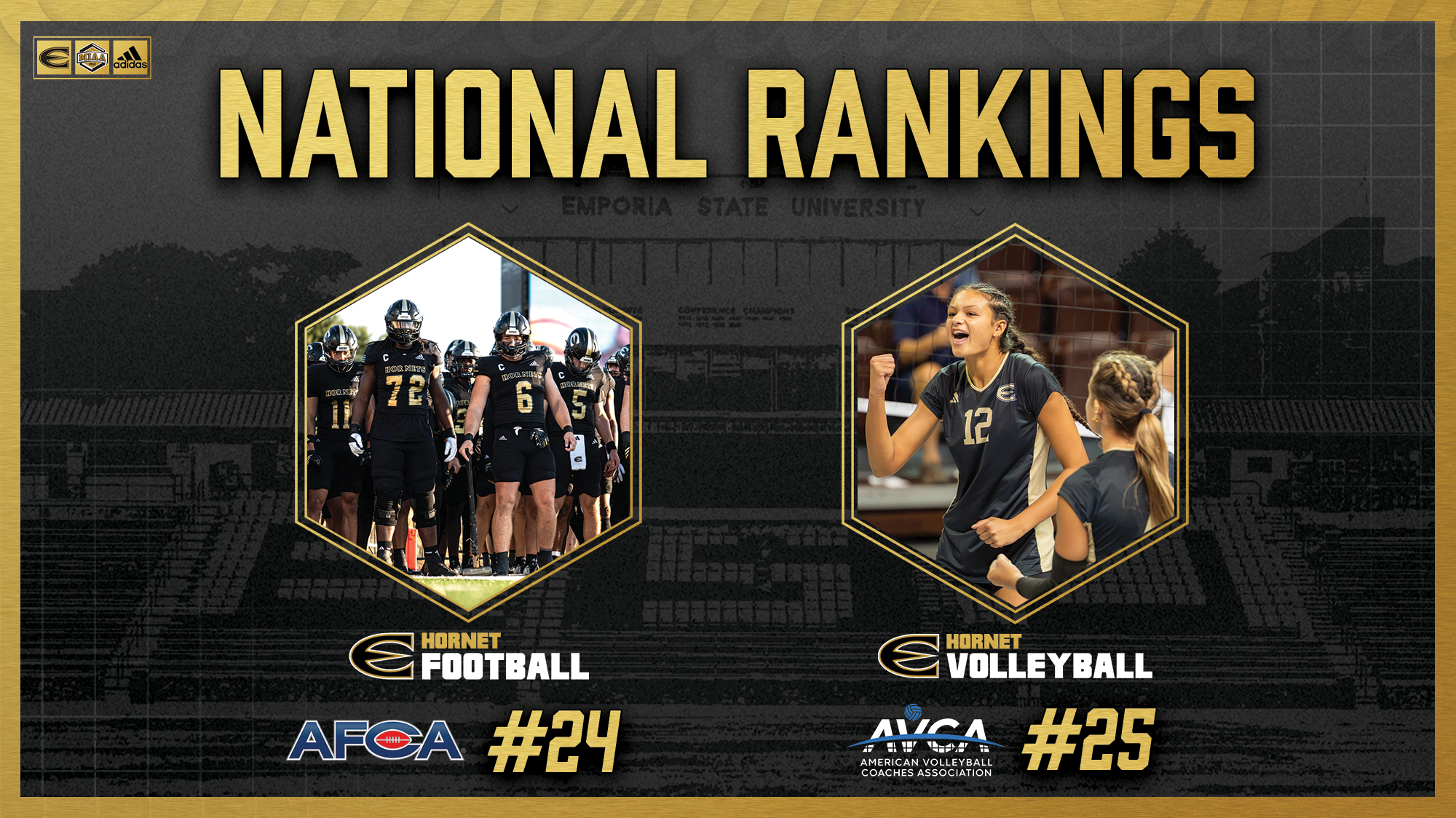 26 ESU FB/VB Nationally Ranked