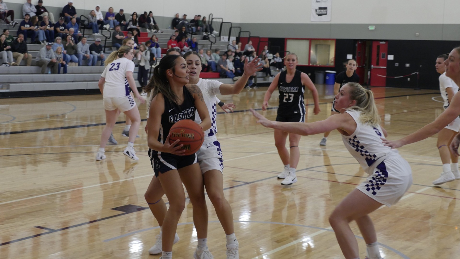 Avery Peterson looks for shot against Carroll
