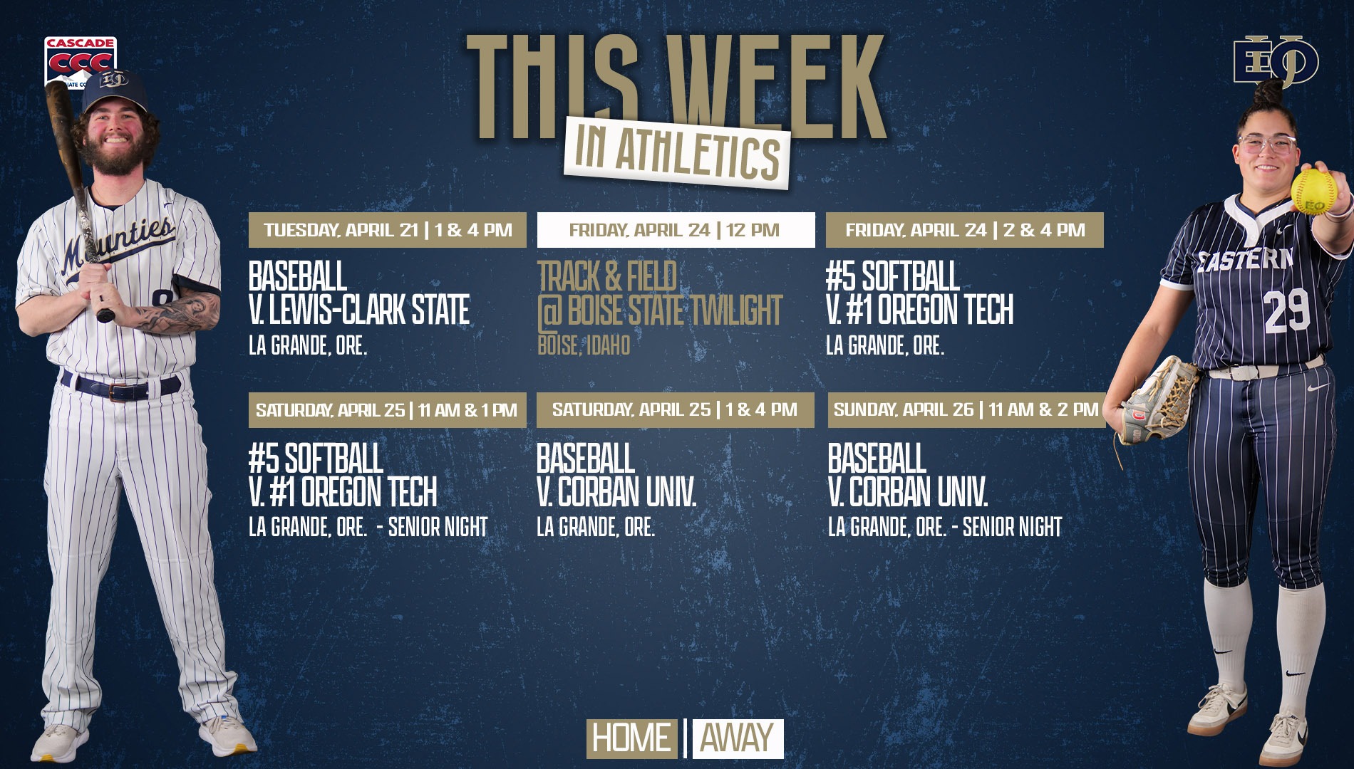 Depicting the schedule breakdown for EOU Athletics