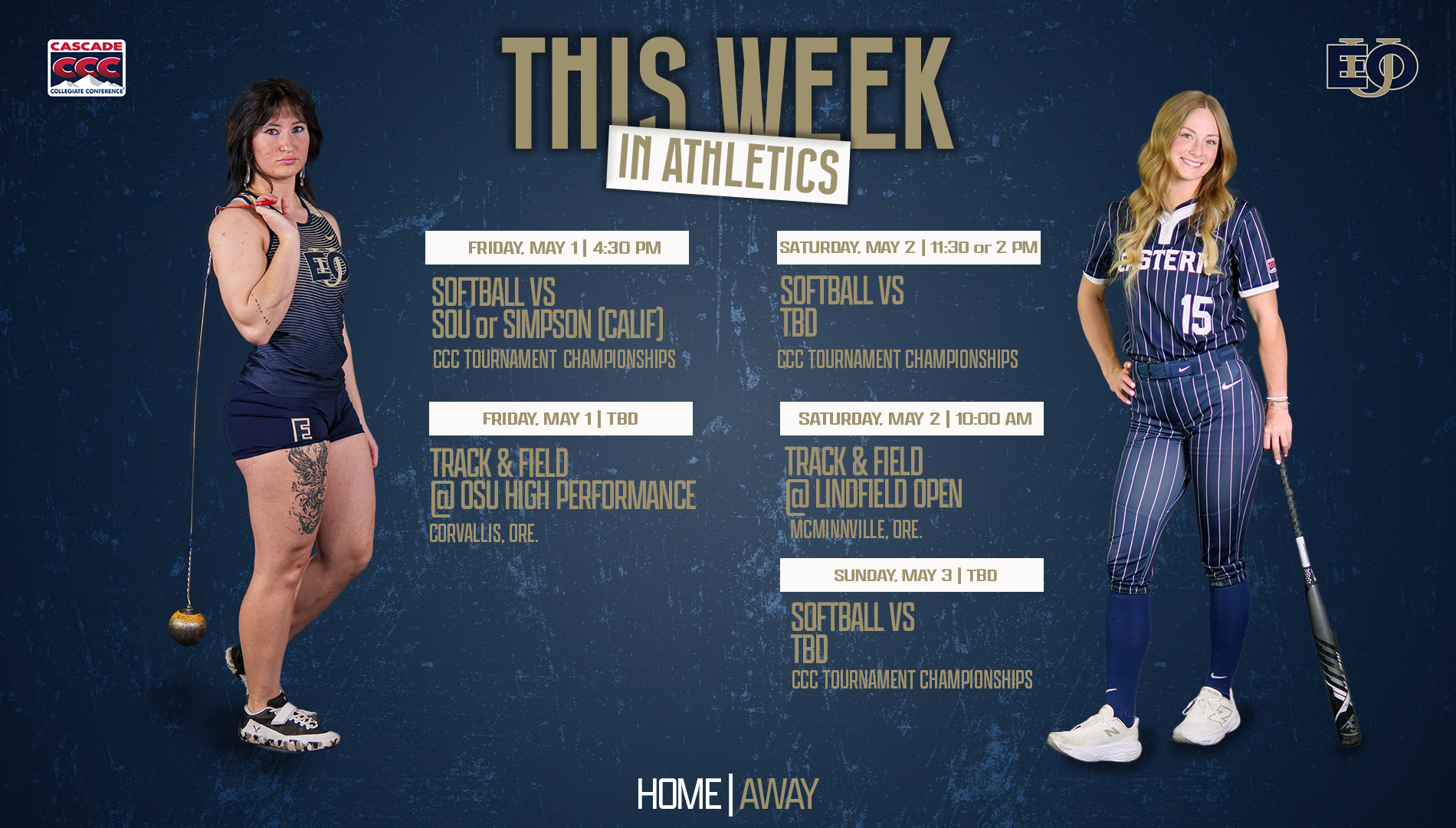 Depicts EOU Athletics Weekly Schedule