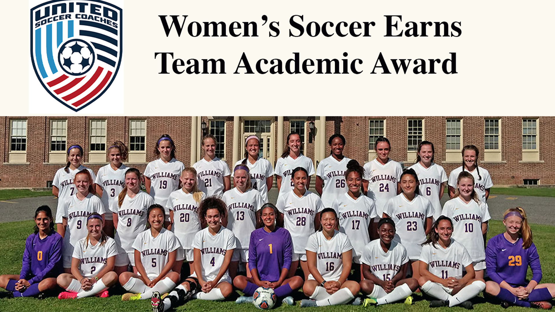 Women's Soccer Earns USC Team Academic Award Williams College