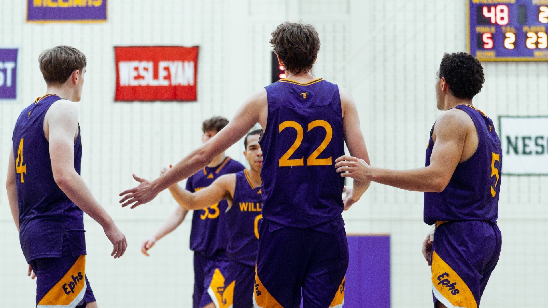 Men's Basketball huddle