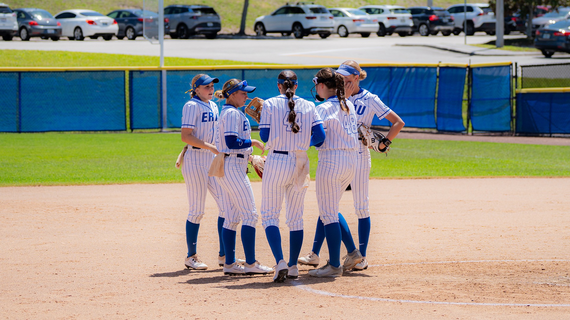 Softball huddle
