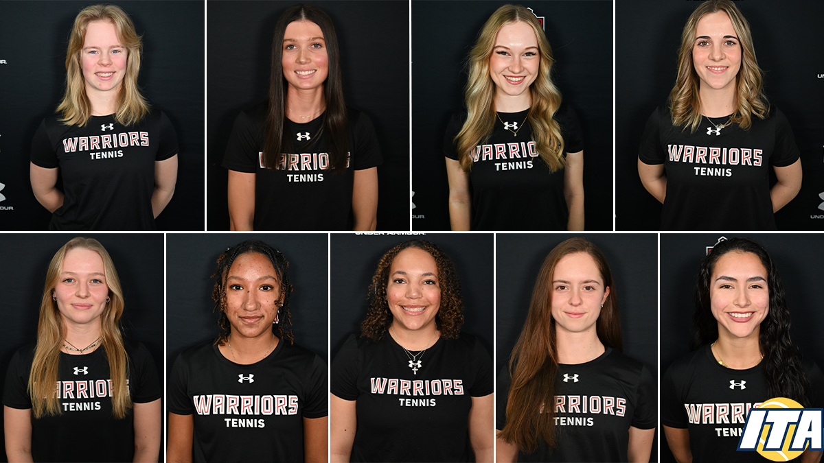 2026 ITA Scholar Athletes Theresa Bauer, Audrey Conover, Alice Ehrenlechner, Bega Gotor, Jenna Kastell, Ariel Kelsick, Lea Stefanovic, and Nia Vivas Montoya