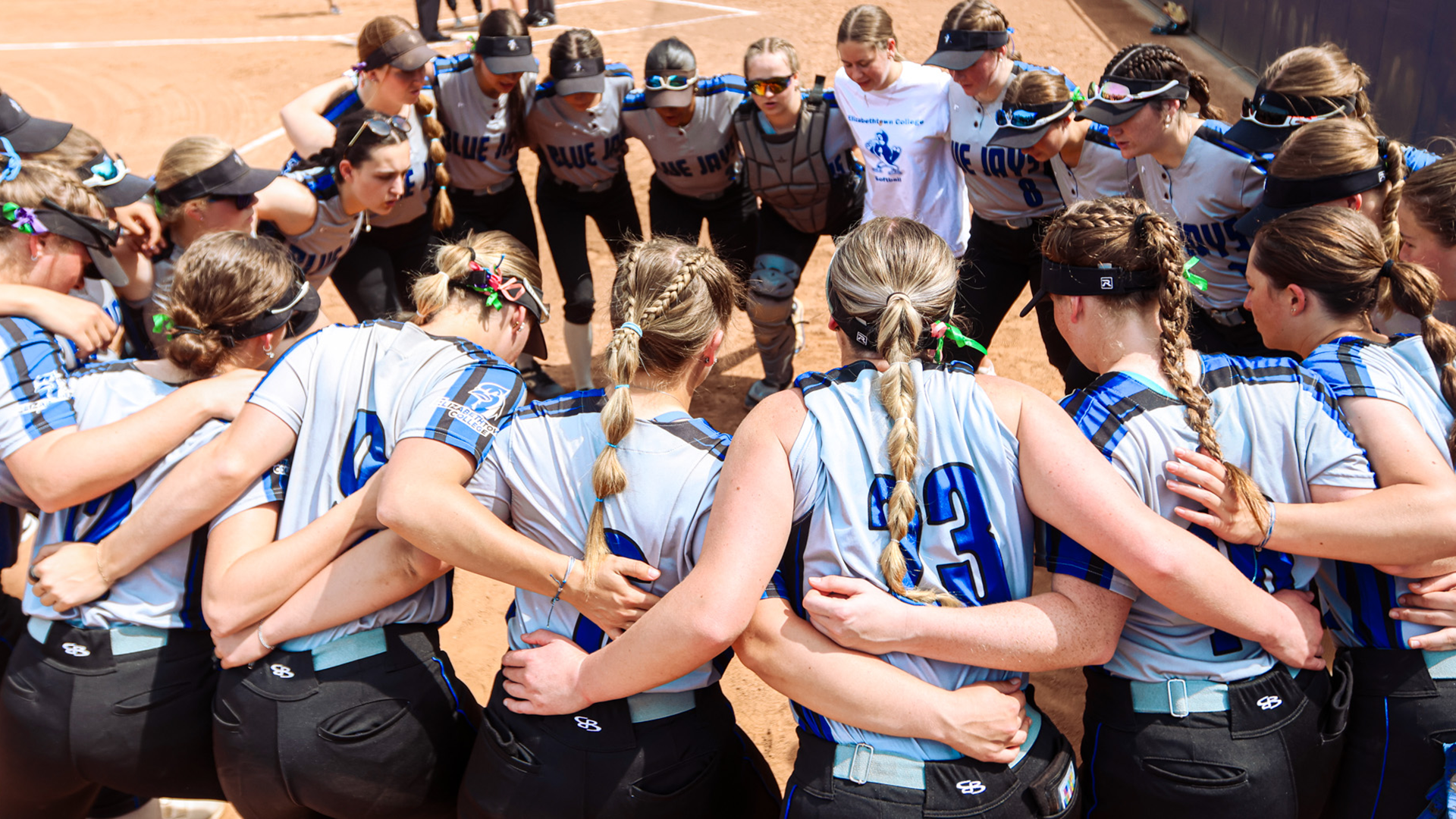 Softball pregame huddle vs Moravian 042925