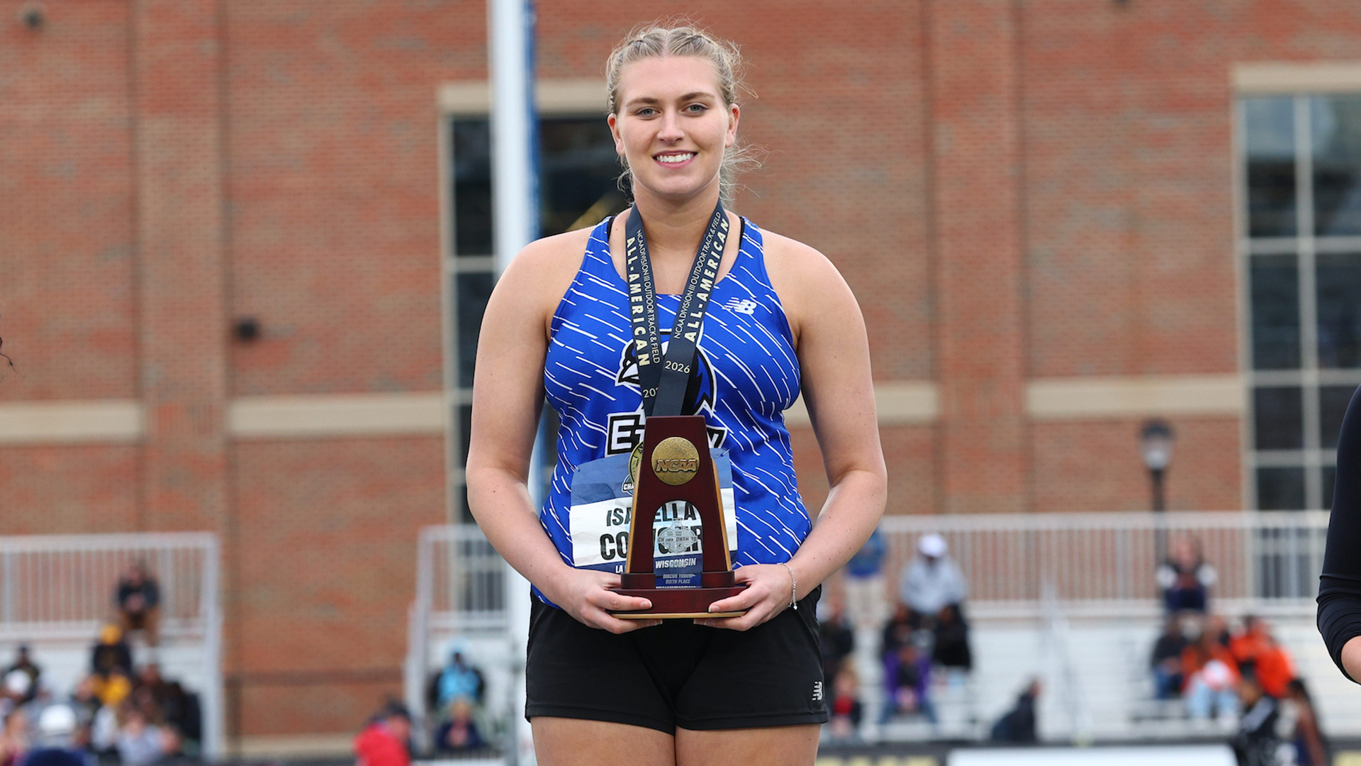Isabella Cowger All-America podium at 2026 NCAA Div. III Outdoor Championships 052126