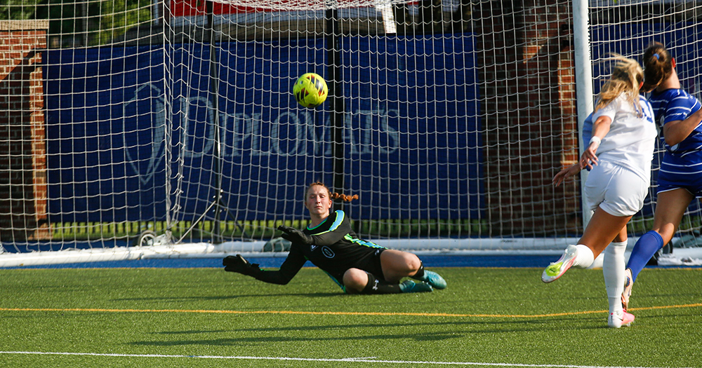 Ella Smith makes a save in the first half at Franklin & Marshall on September 1, 2026