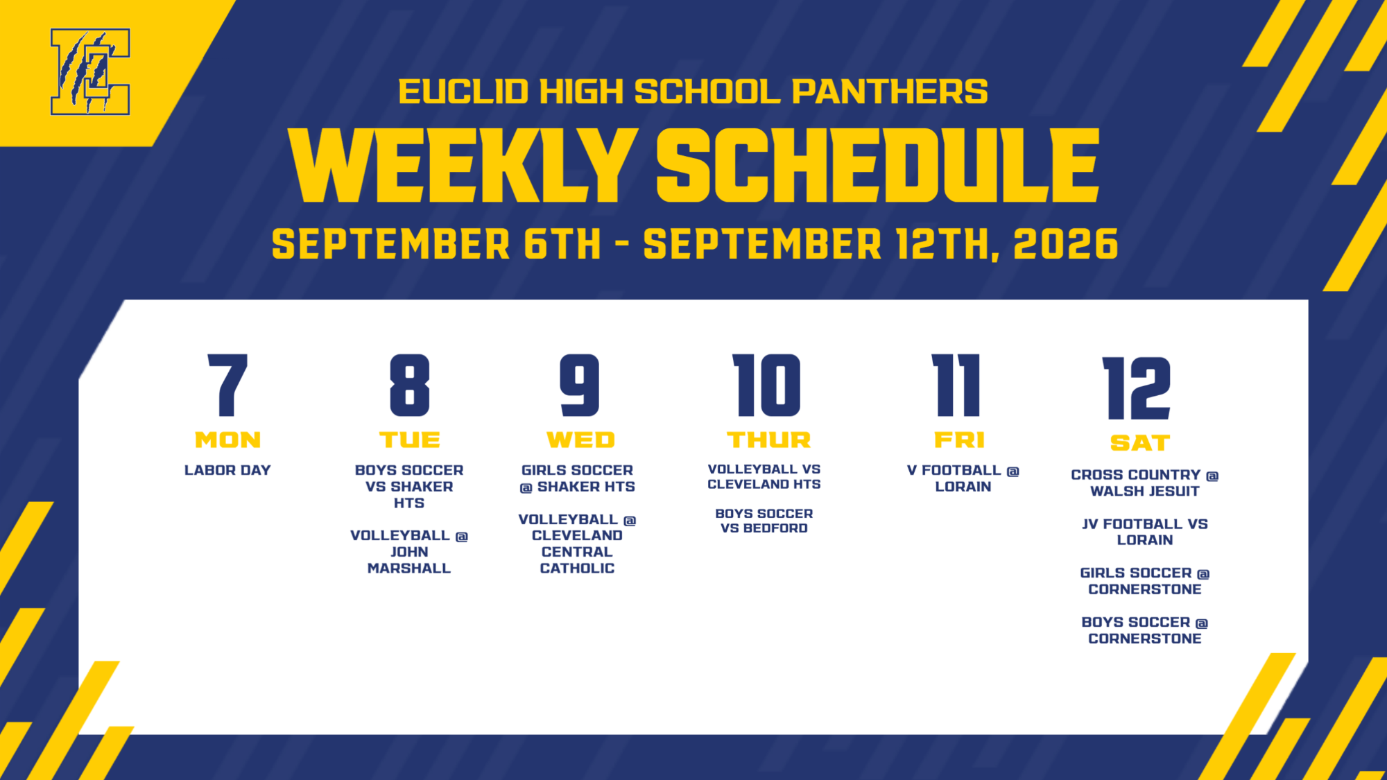 week of Sept 6 - 12