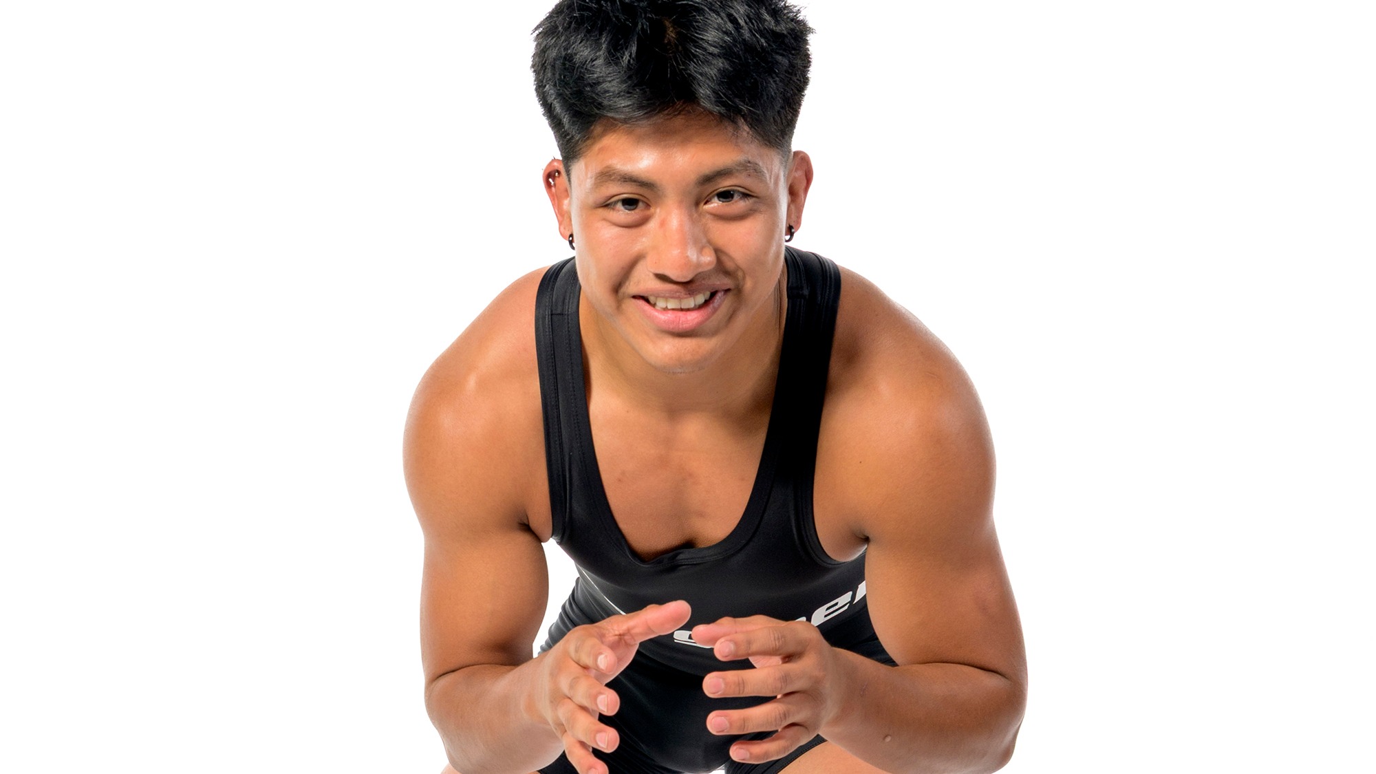 Evergreen wrestler Horacio Godinez poses for 2025-26.