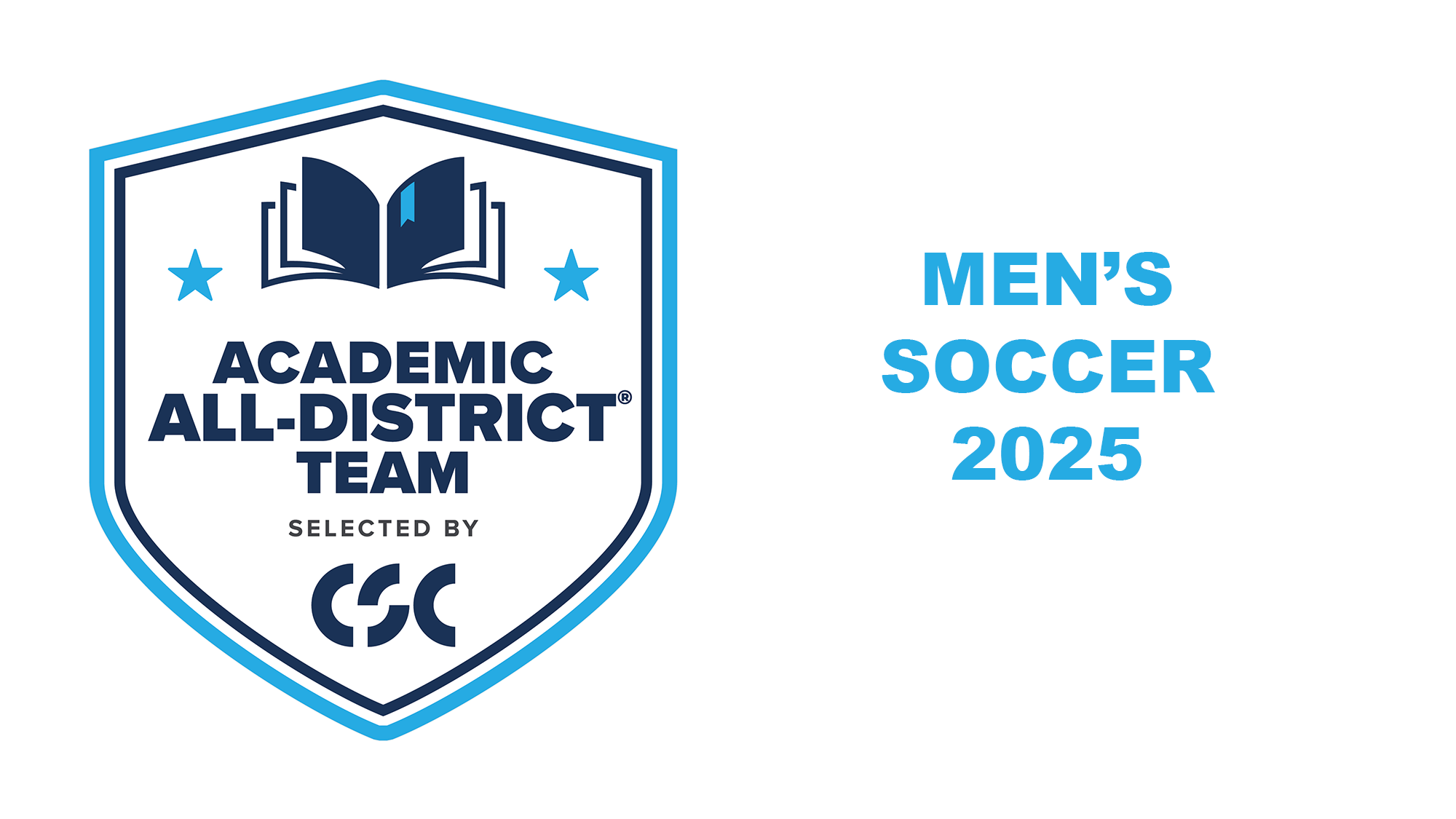 The College Sports Communicators Academic All-District logo with Men's Soccer 2025