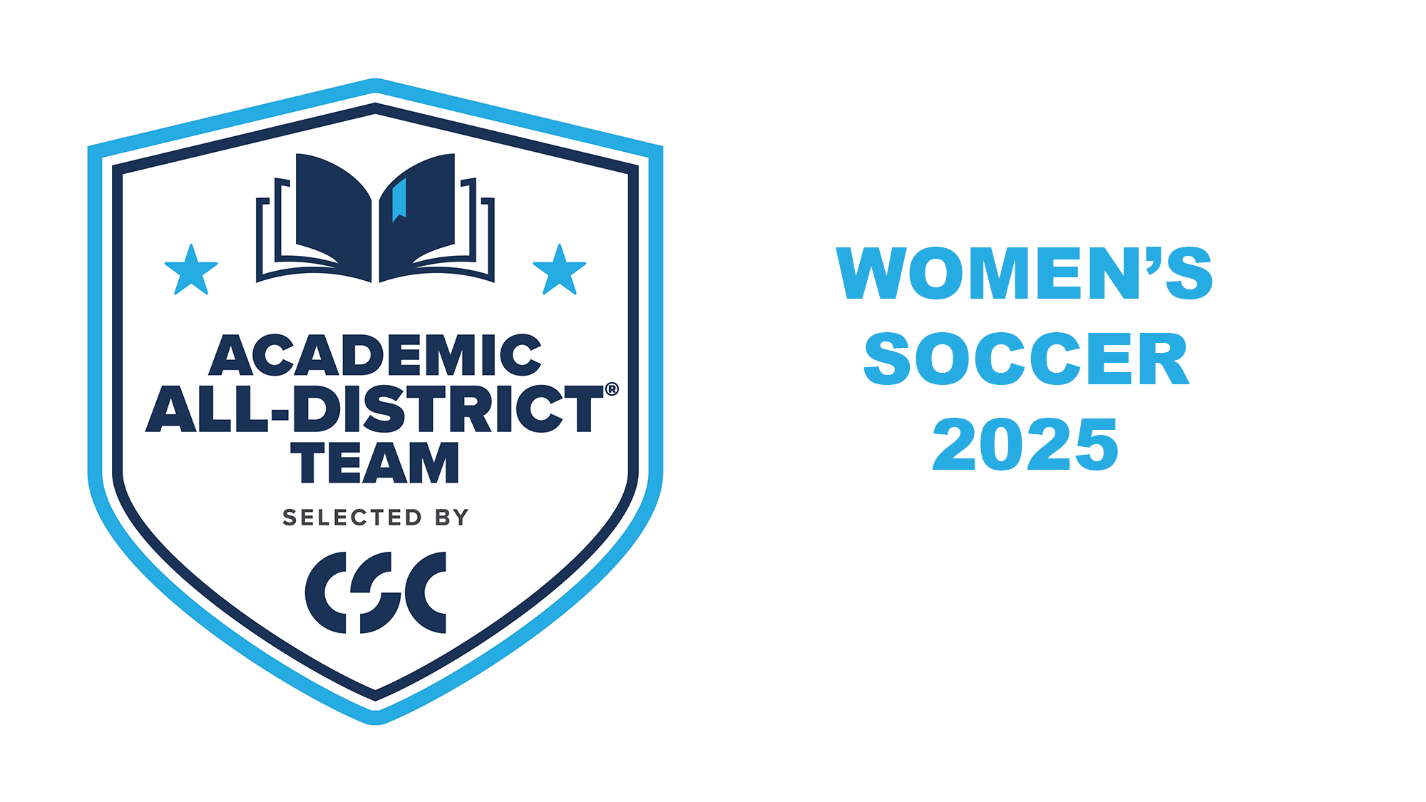 The College Sports Communicators Academic All-District logo with Women's Soccer 2025
