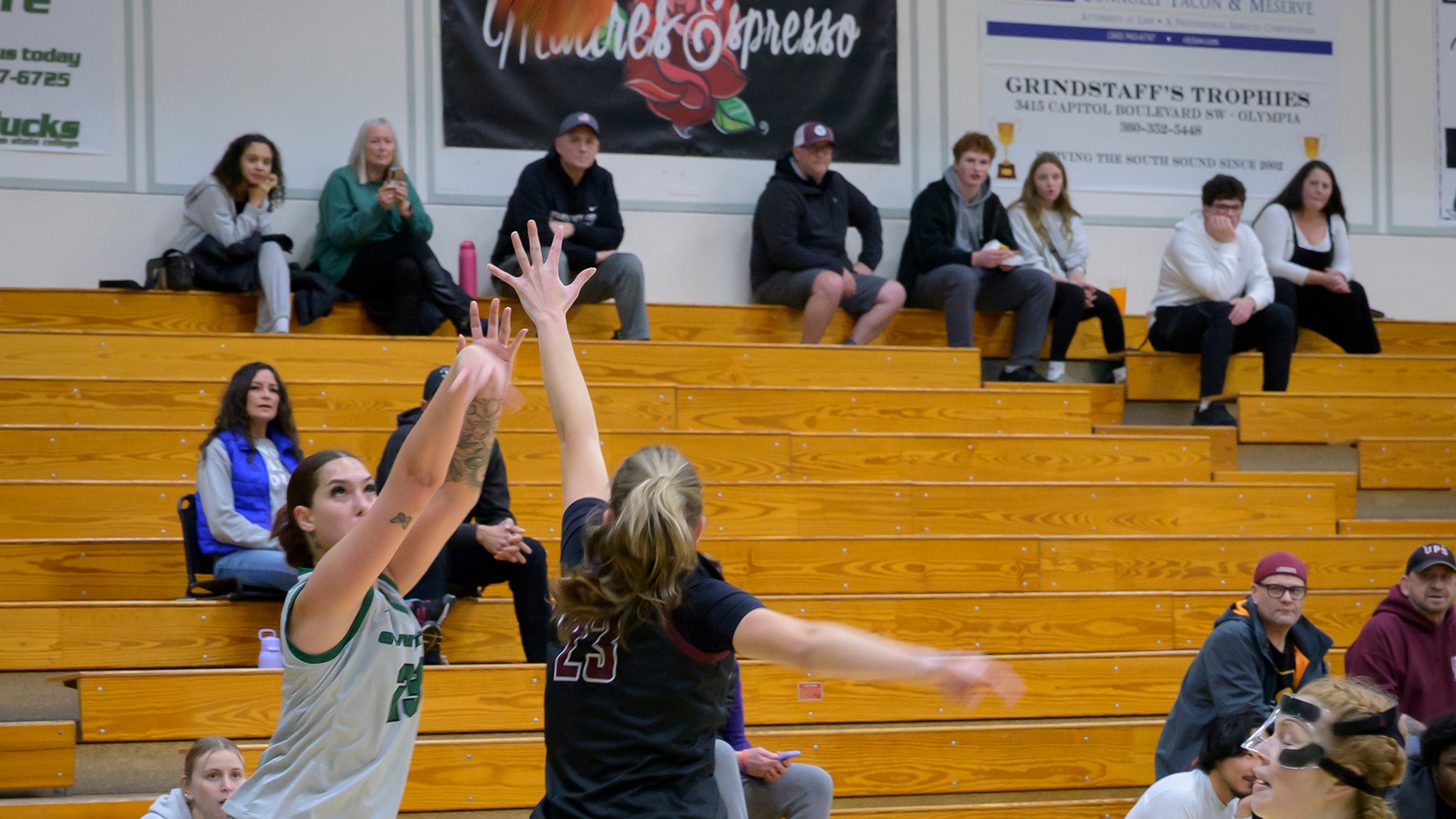 Bayleigh Harder takes a shot for the Geoducks.
