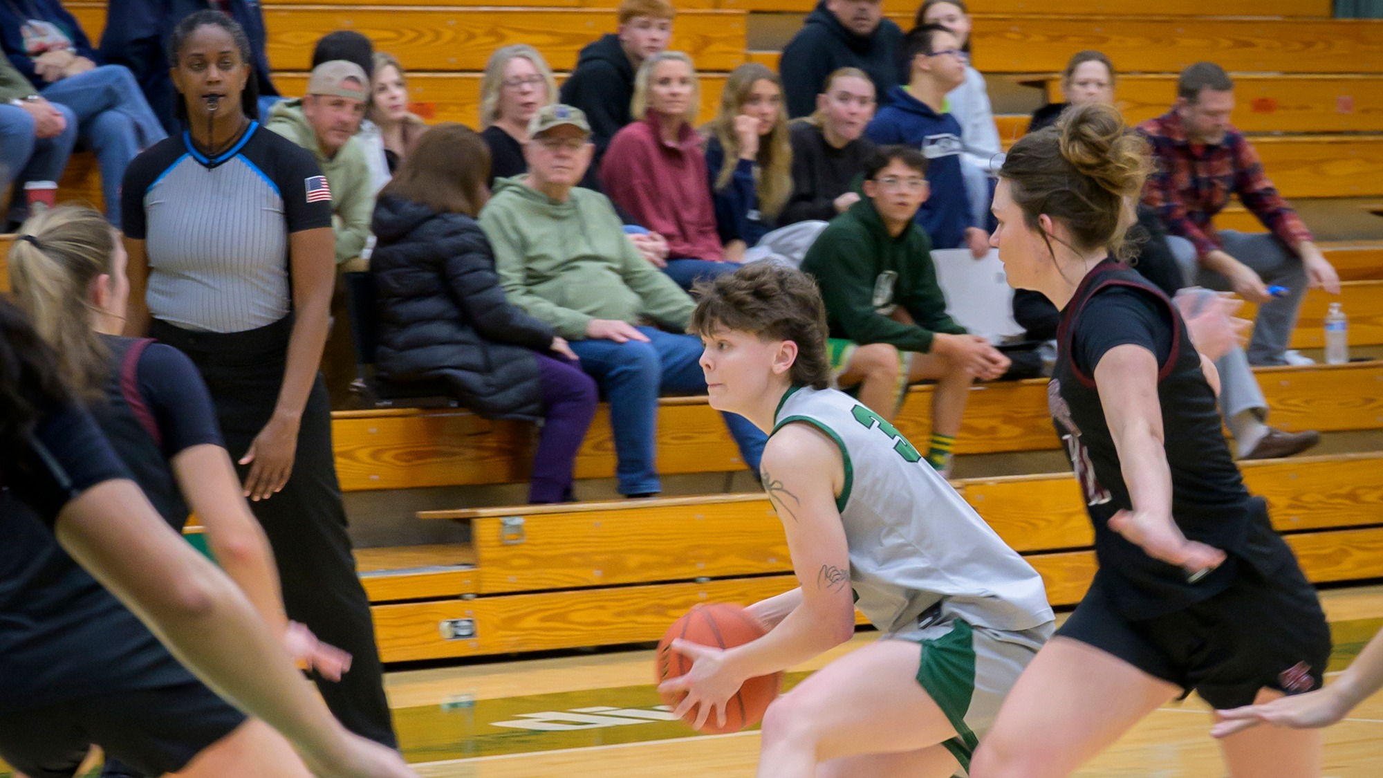 Jenna Glenzel prepares to pass the ball for Evergreen.