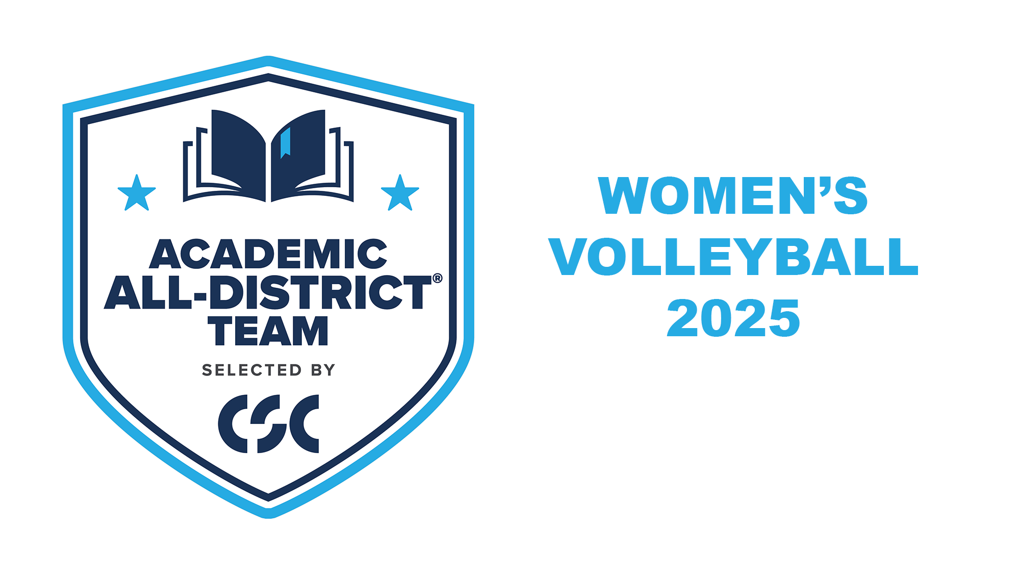 The College Sports Communicators Academic All-District logo with Women's Volleyball 2025