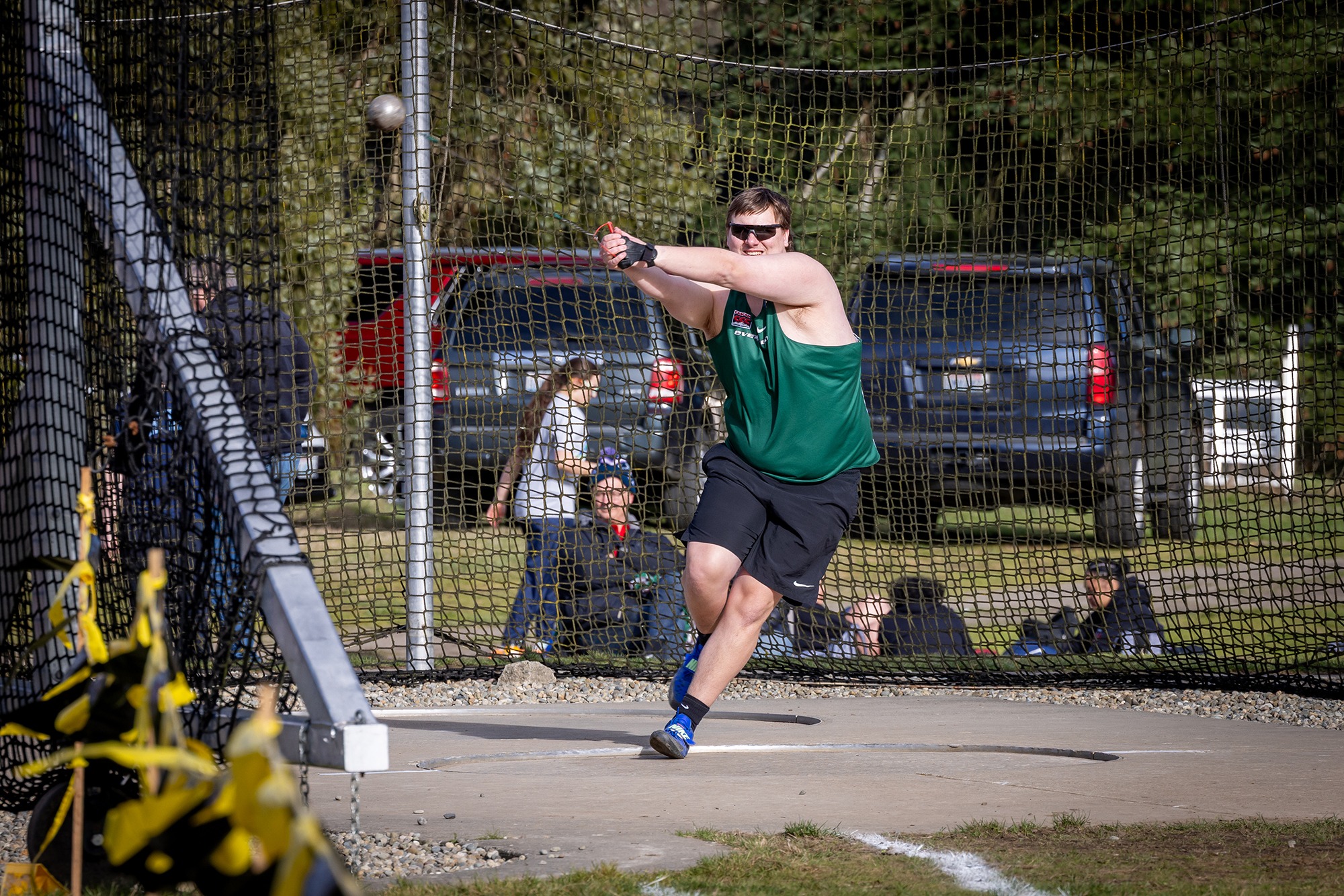 Paul Stewart competes for the Geoducks in the hammer throw.