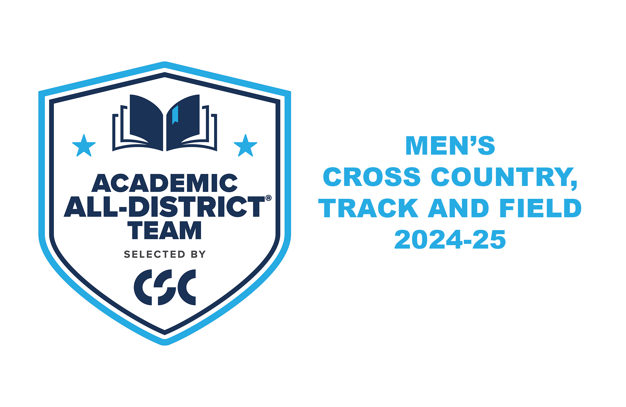 The College Sports Communicators Academic All-District logo with Men's Cross Country, Track and Field 2024-25