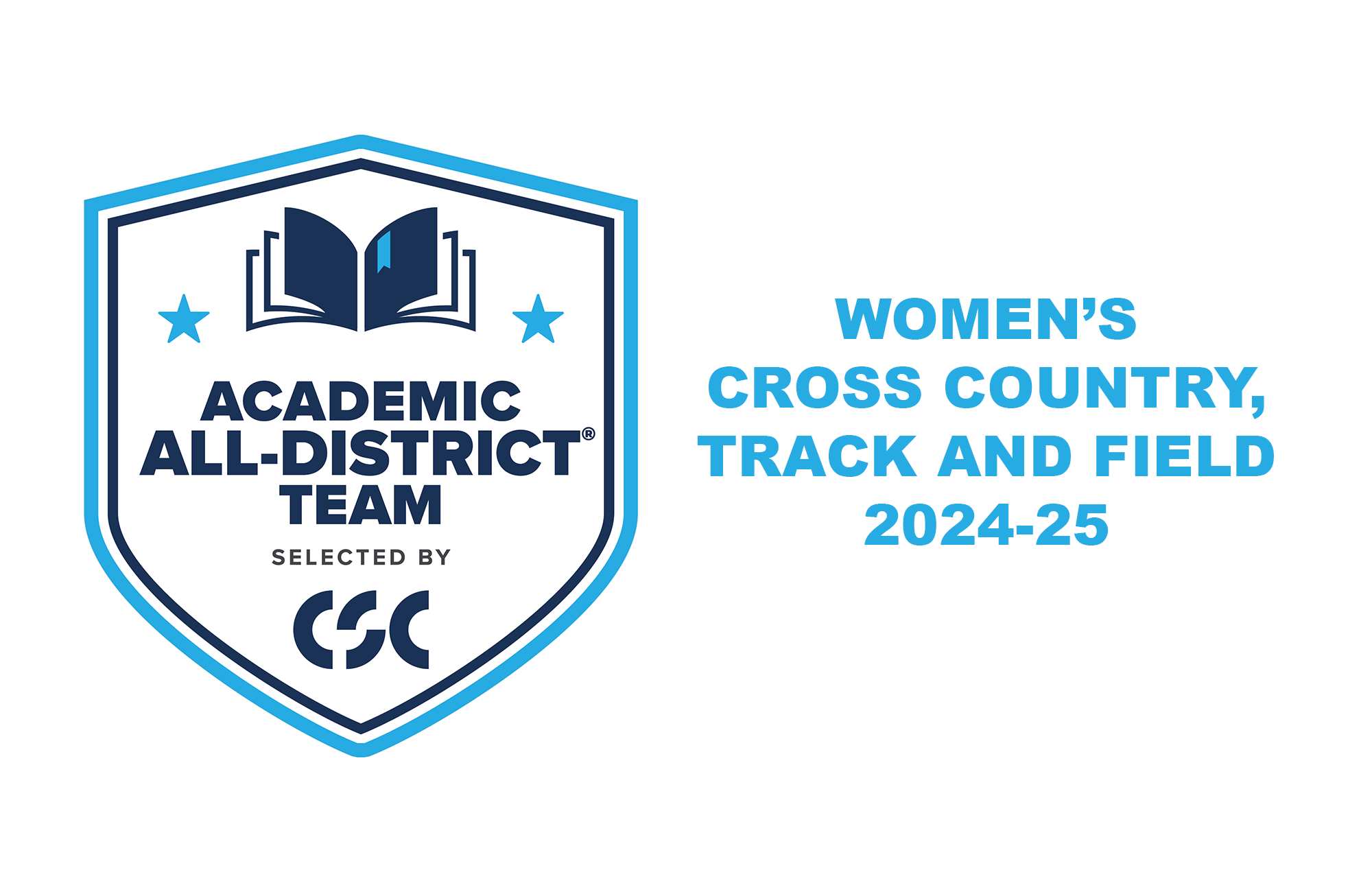 The College Sports Communicators Academic All-District logo with Women's Cross Country, Track and Field 2024-25