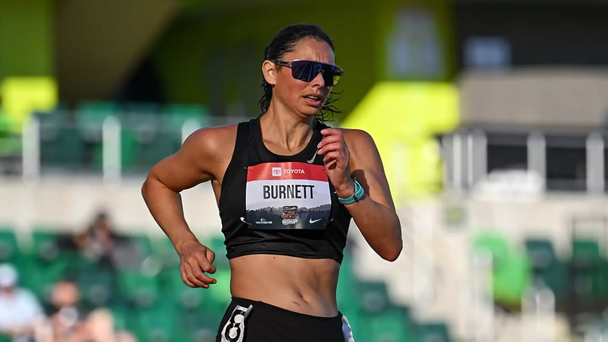 Katie Burnett competes in the 20-kilometer race walk at the 2025 USATF Championships.