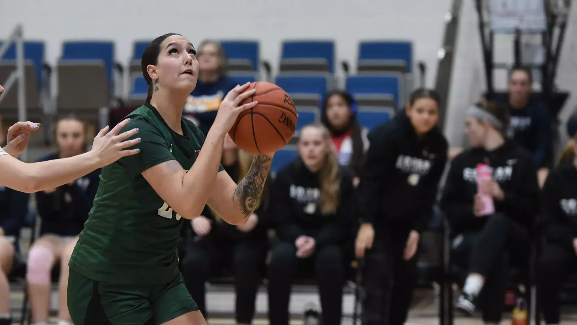 Bayleigh Harder shoots the ball for Evergreen.