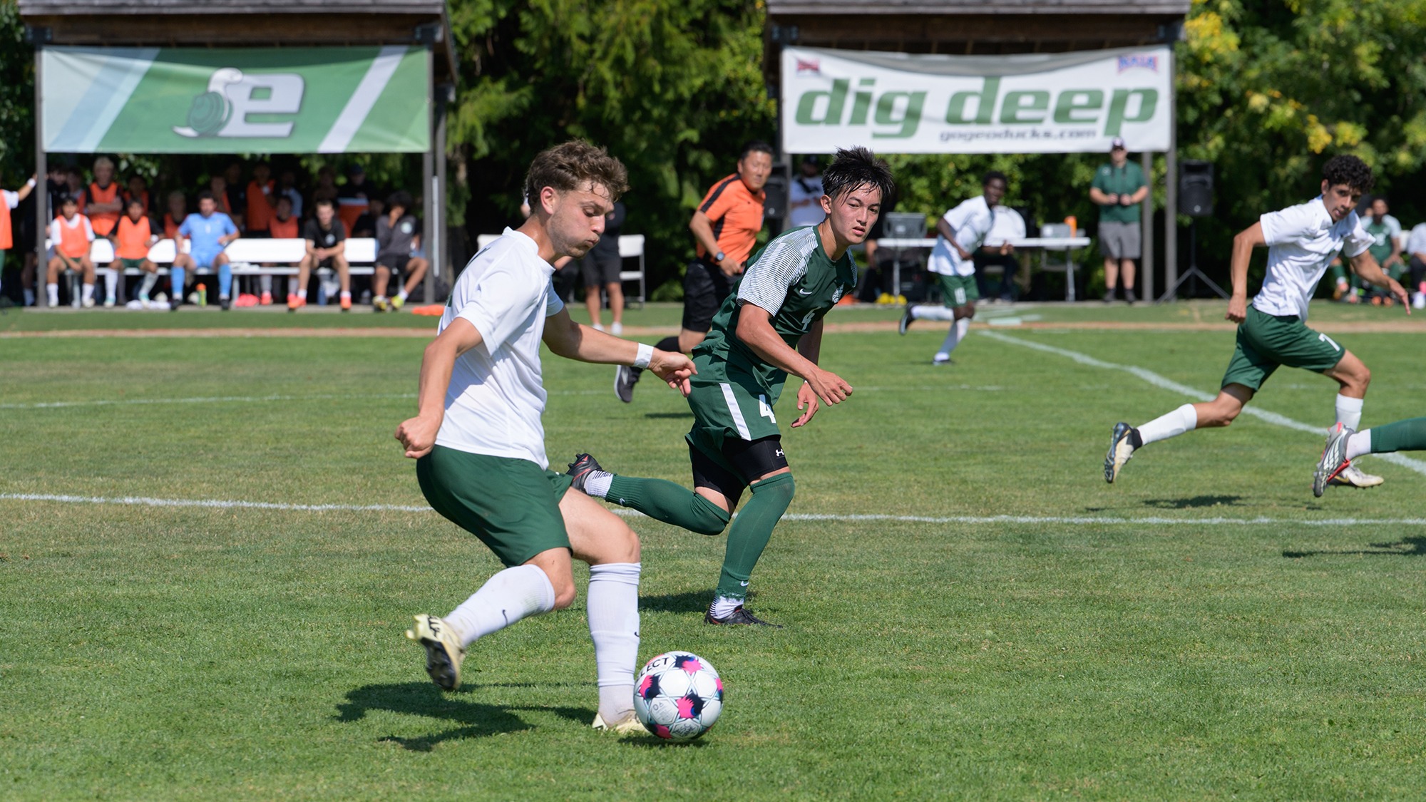 Kolby Juarez prepares to pass the ball for Evergreen.