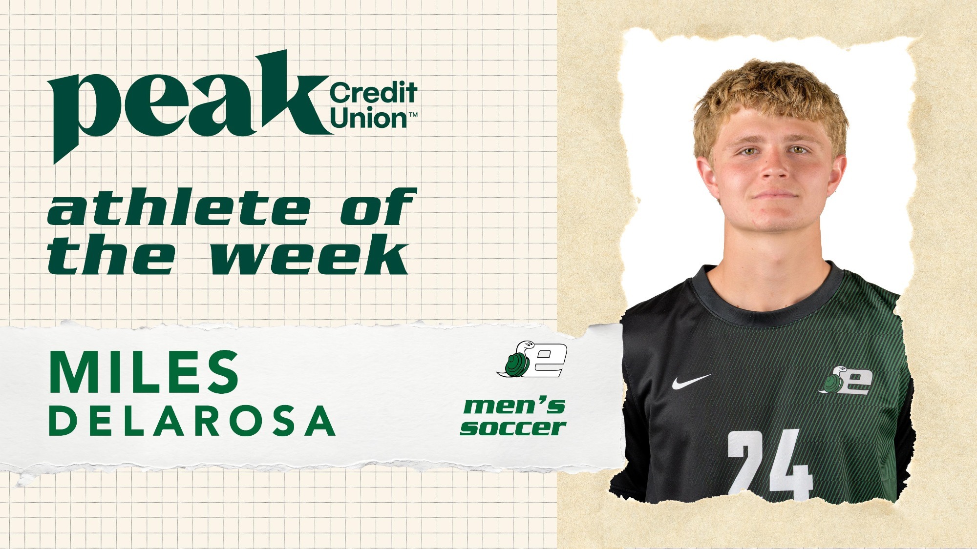Miles DeLaRosa from men's soccer with 