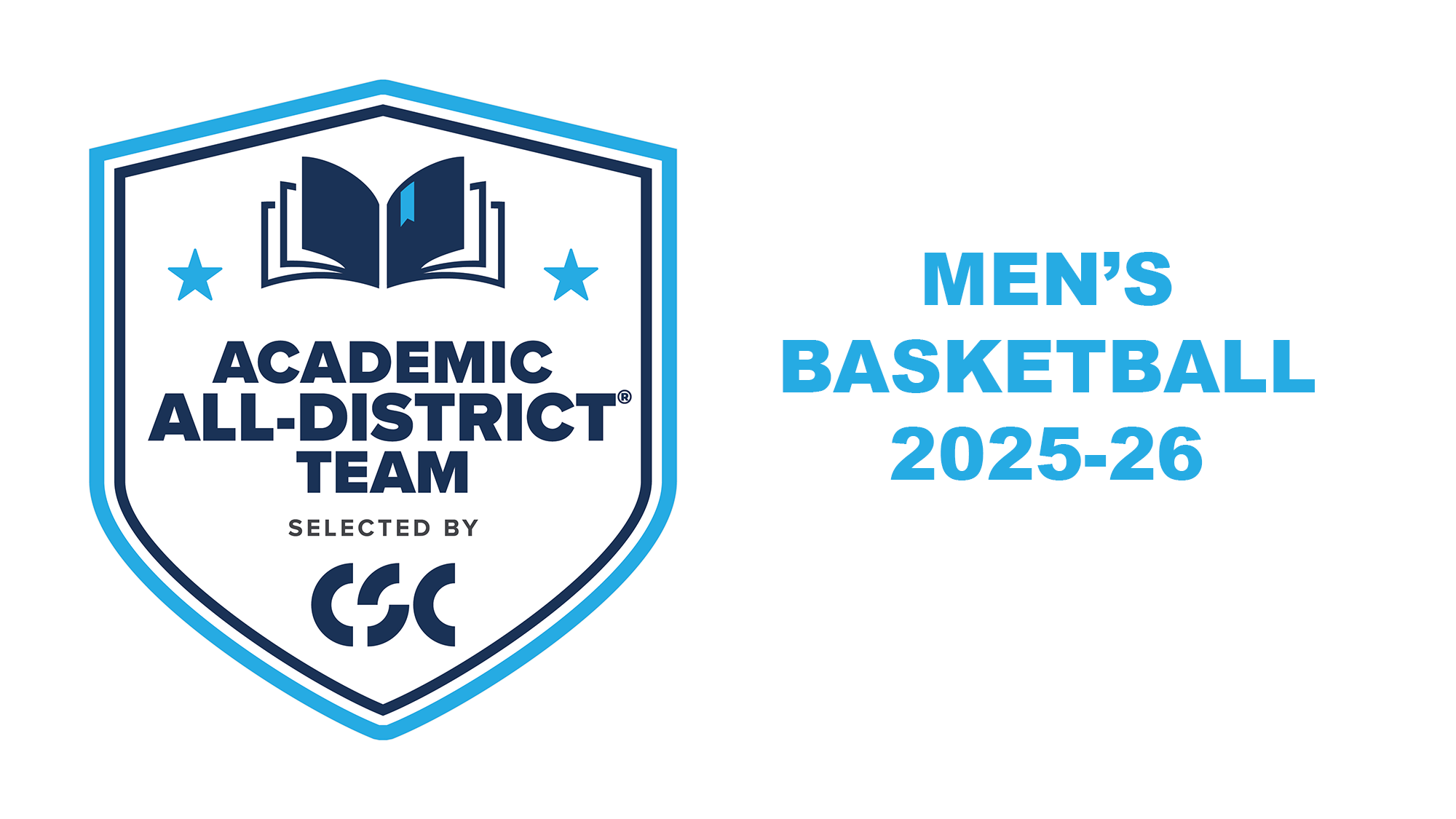 The College Sports Communicators Academic All-District logo with Men's Basketball 2025-26