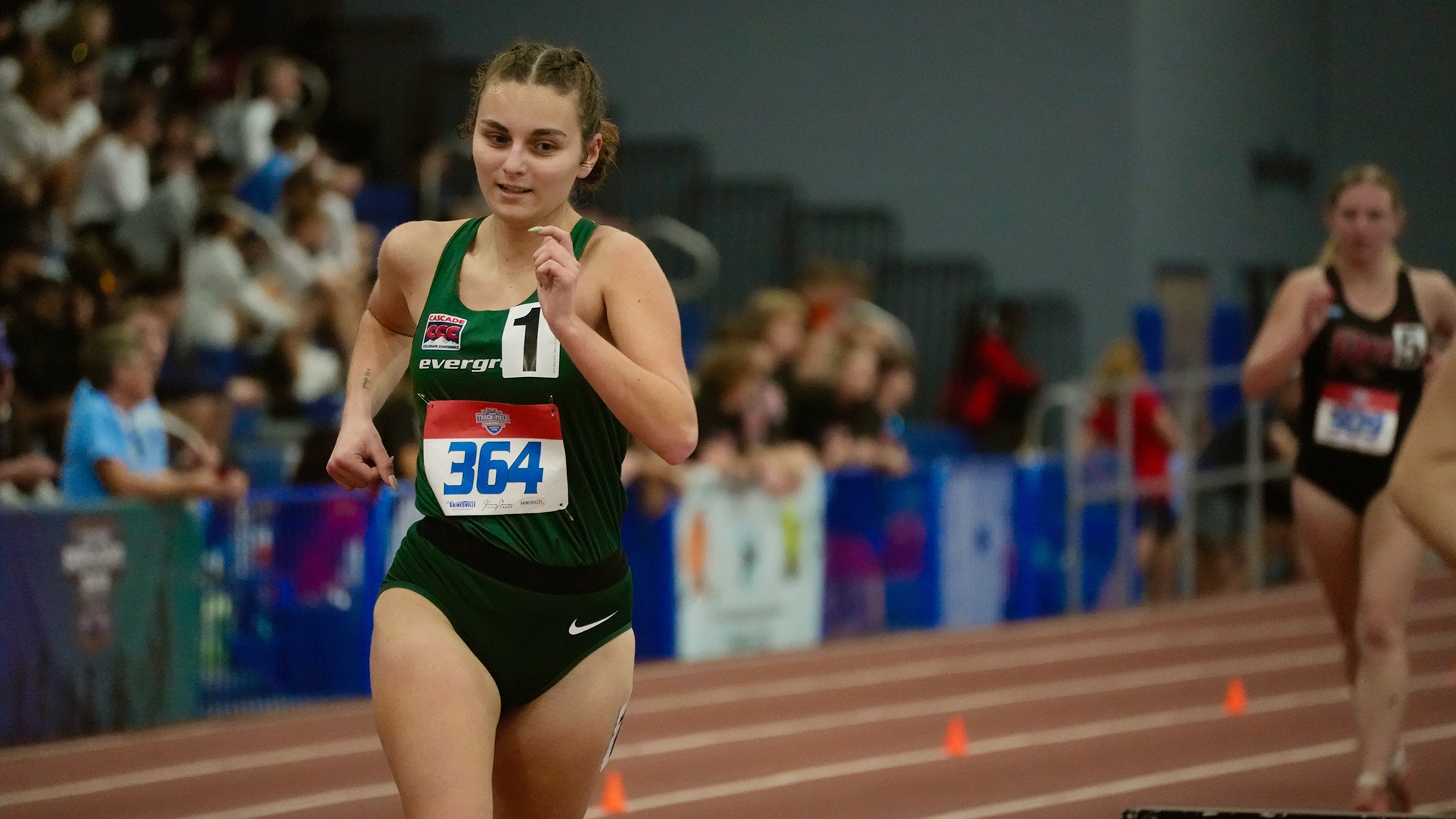Izabelle Trefts competes in the 3,000-meter race walk at the 2026 NAIA Indoor Track and Field Championships.