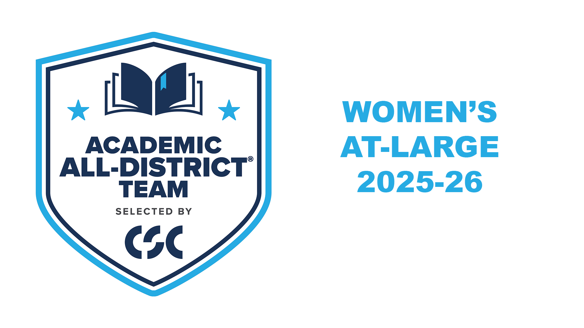 The College Sports Communicators Academic All-District logo with Women's At-Large 2025-26