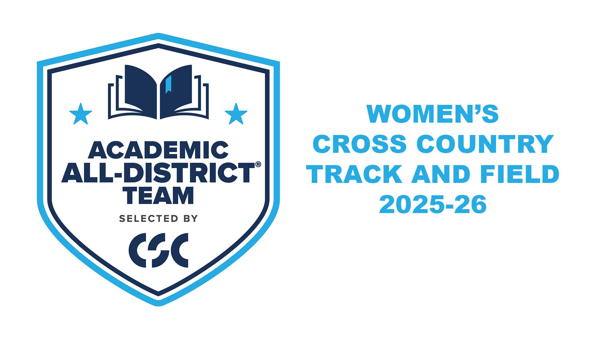 The College Sports Communicators Academic All-District logo with Women's Cross Country, Track and Field 2025-26