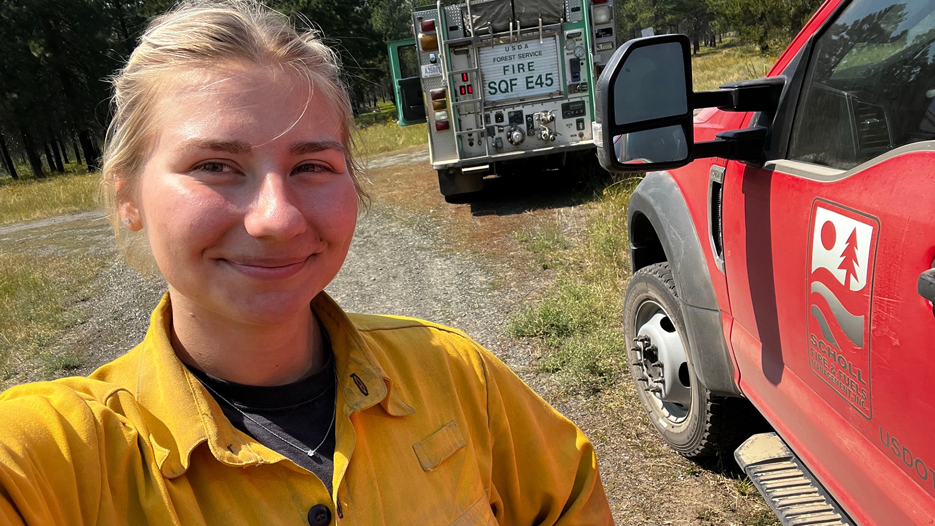 Viktoriya Dovhoruka from Evergreen is firefighting this summer.