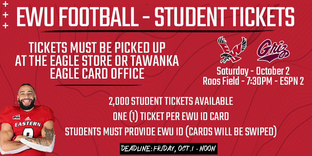 Student Tickets for Eastern Washington Football’s Home Game Against