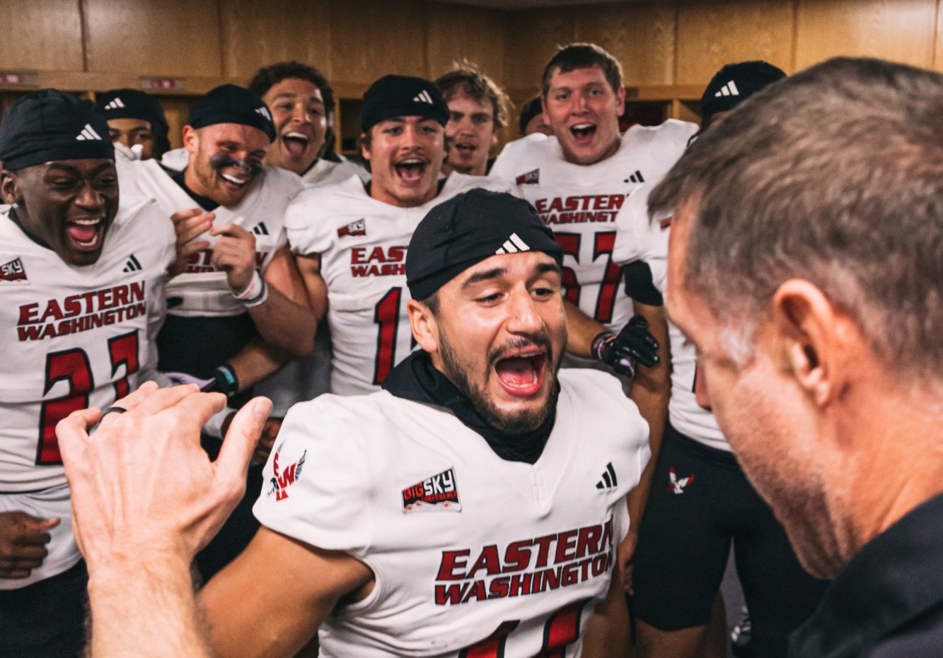 Lockeroom celebration vs. Weber St. '25