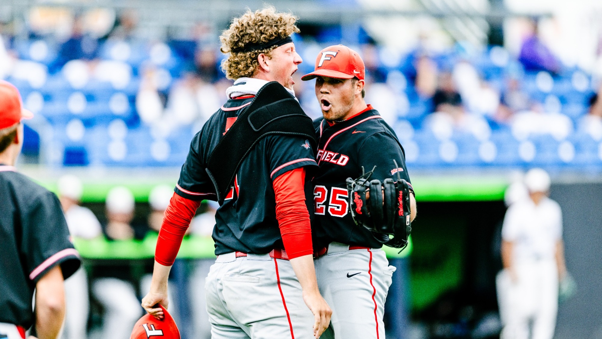 Youngman and Engle celebrate in the MAAC Championships