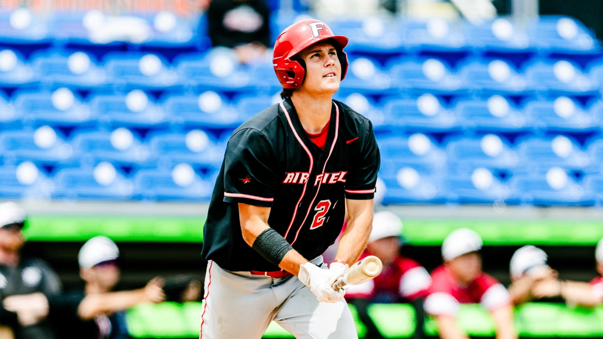 Haarde hits a ball in the MAAC Champinships